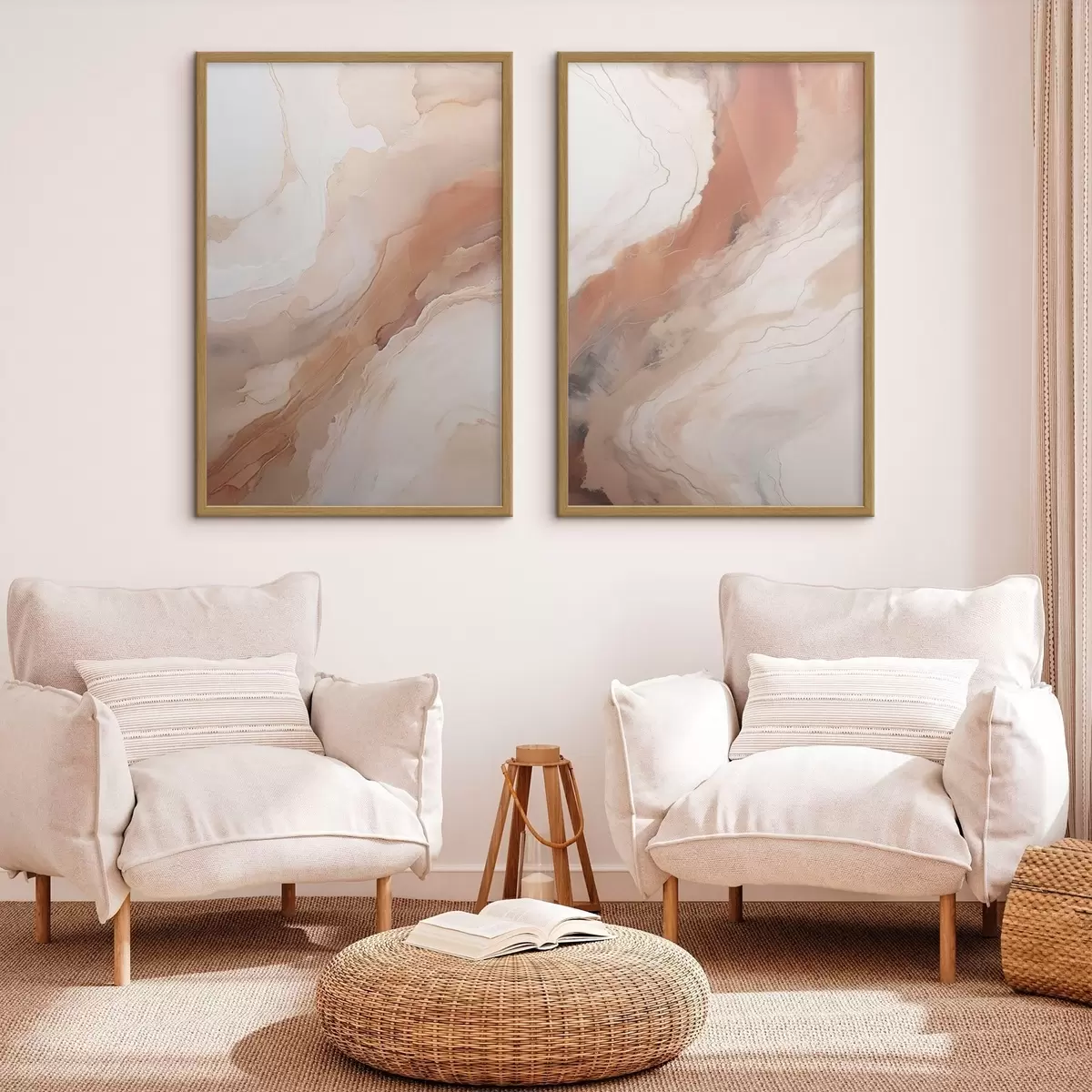 Plakatas Bėžiniai ir terakotos spalvos „Fluid Art“ sluoksniai d31089