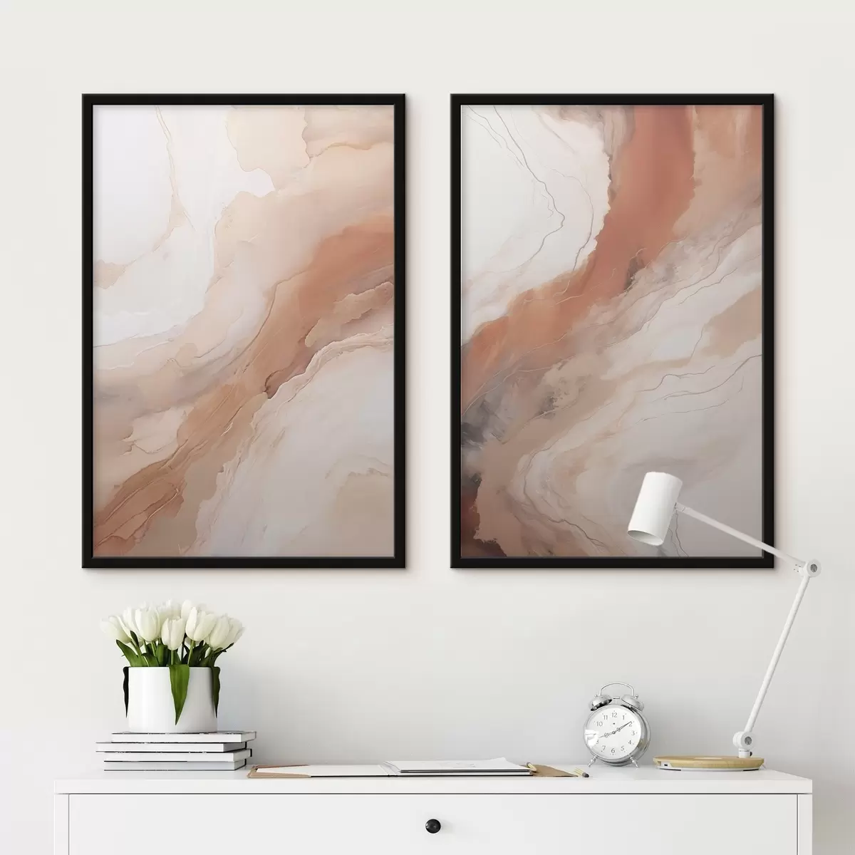 Plakatas Bėžiniai ir terakotos spalvos „Fluid Art“ sluoksniai d31089