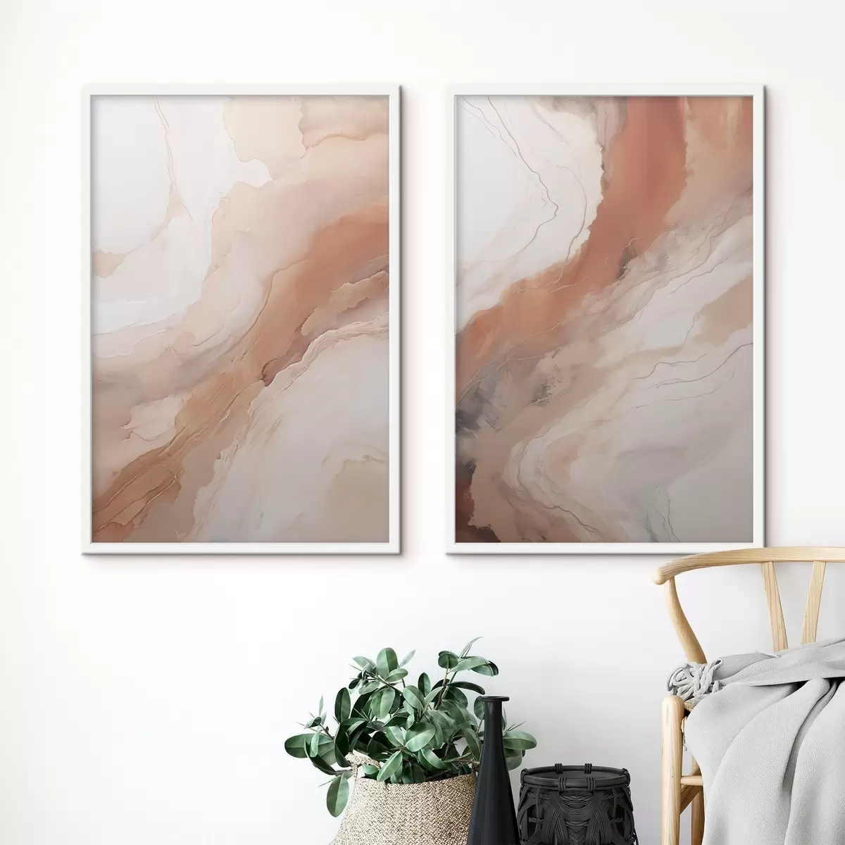 Plakatas Bėžiniai ir terakotos spalvos „Fluid Art“ sluoksniai d31089