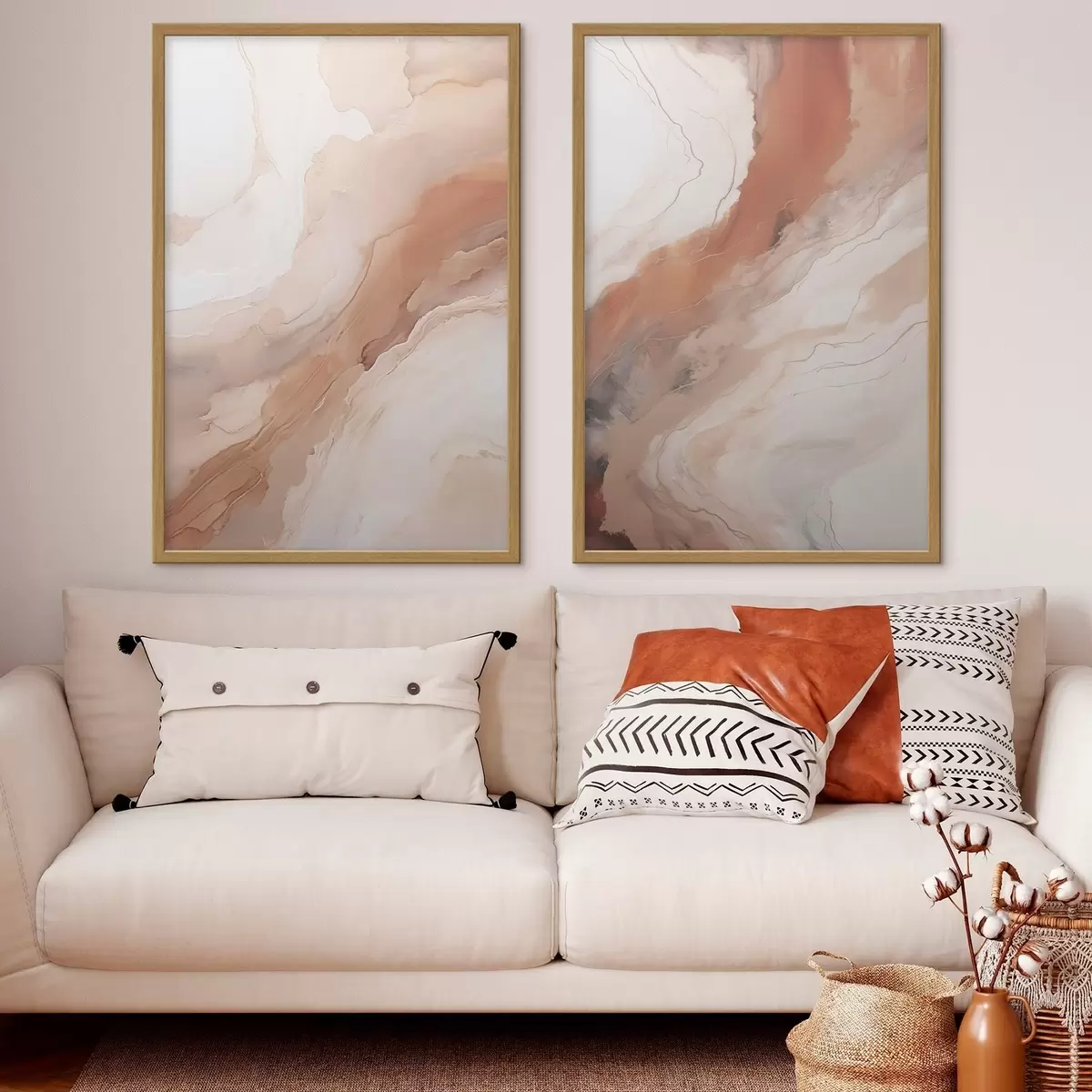 Plakatas Bėžiniai ir terakotos spalvos „Fluid Art“ sluoksniai d31089