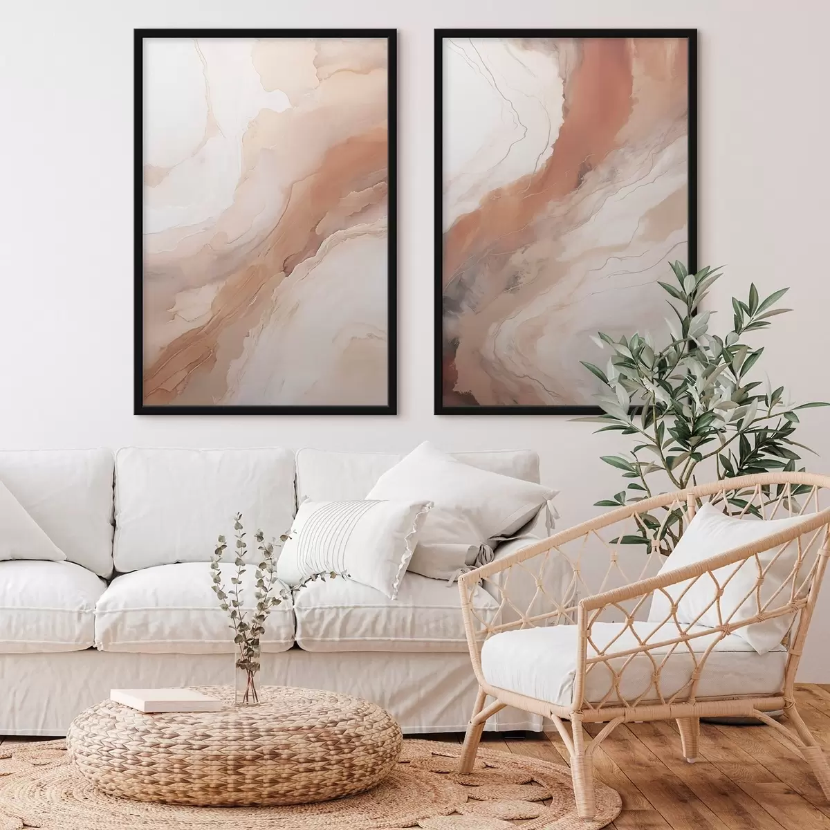 Plakatas Bėžiniai ir terakotos spalvos „Fluid Art“ sluoksniai d31089