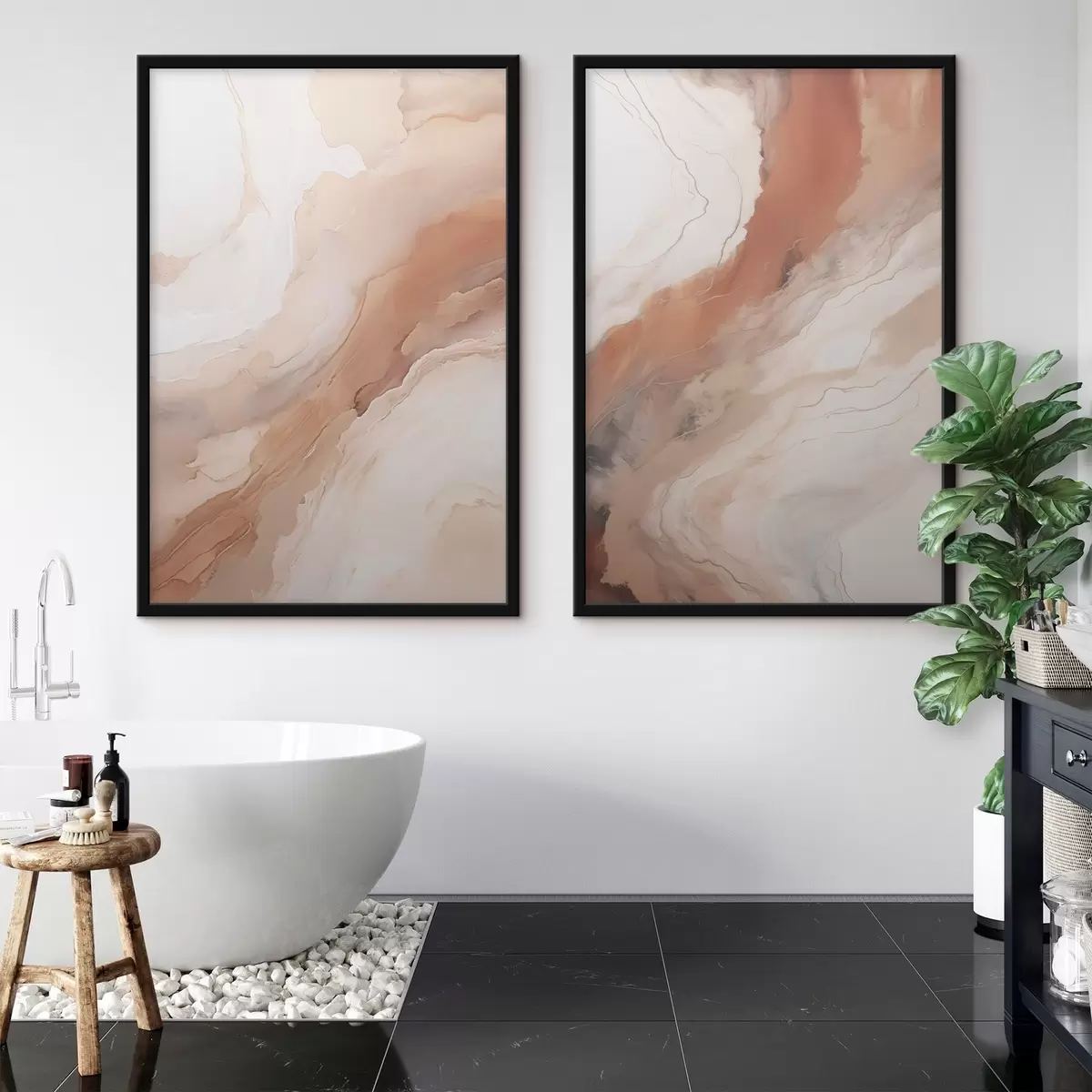 Plakatas Bėžiniai ir terakotos spalvos „Fluid Art“ sluoksniai d31089