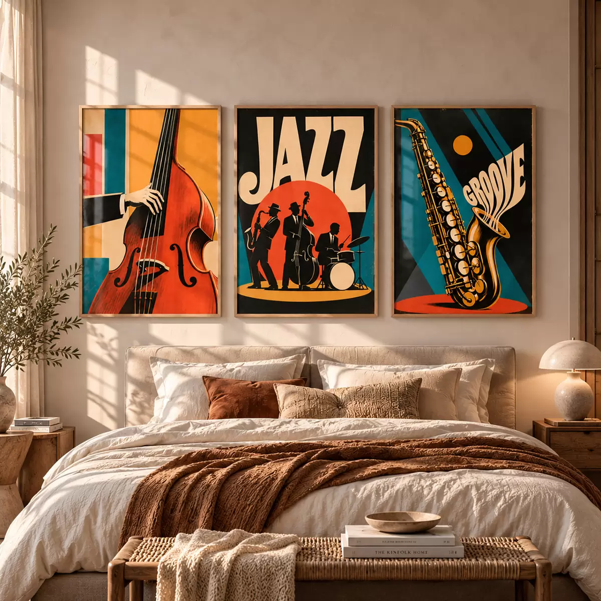 Plakatas Retro muzikos motyvai ryškiomis spalvomis d31115