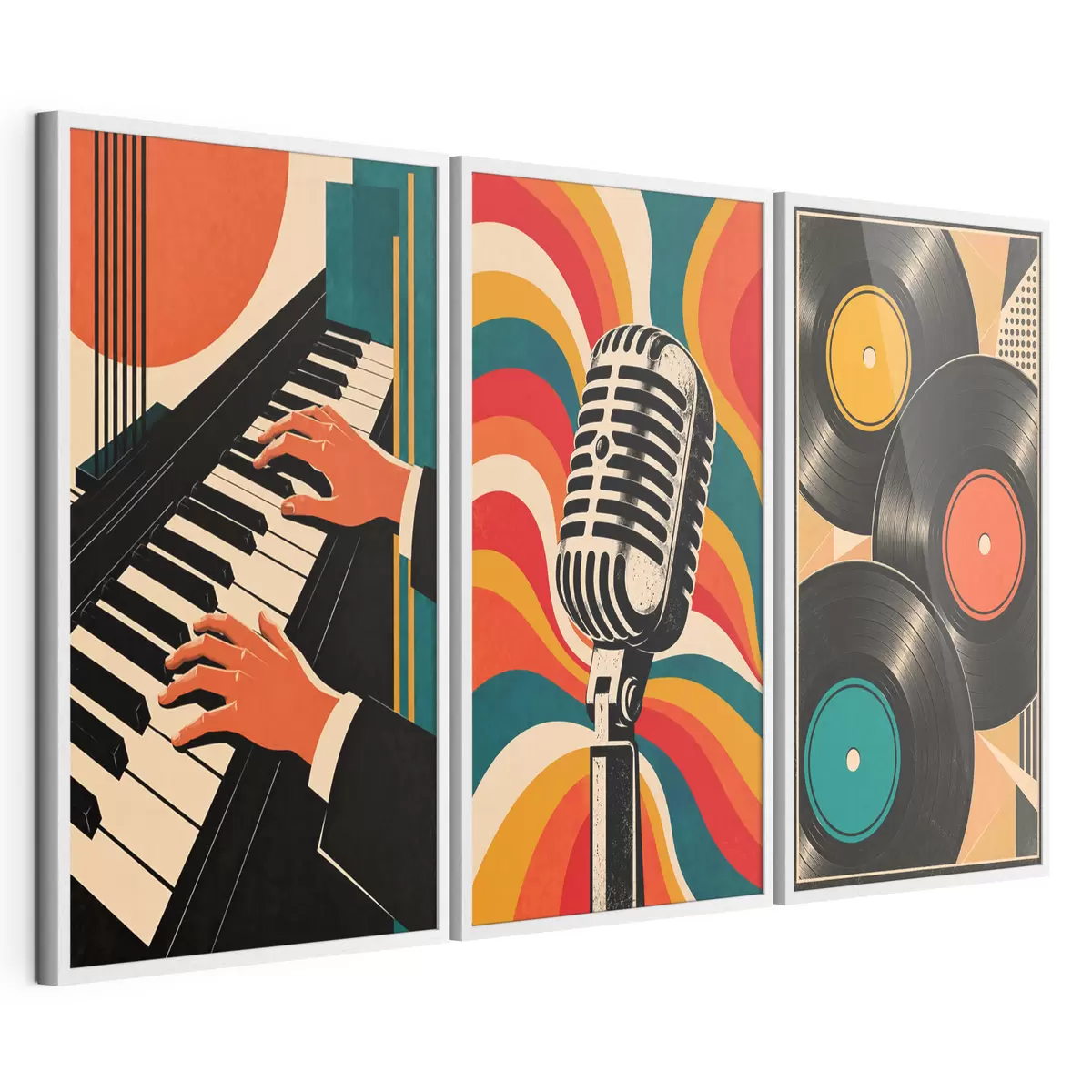 Plakatas Retro muzikos motyvai ryškiomis spalvomis d31115