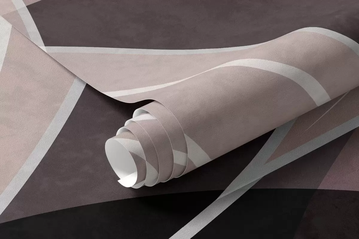 Fototapetai stilizuoti lapai ant geometrinio fono, atspalviai – pudriniai ir tamsūs w05987v1