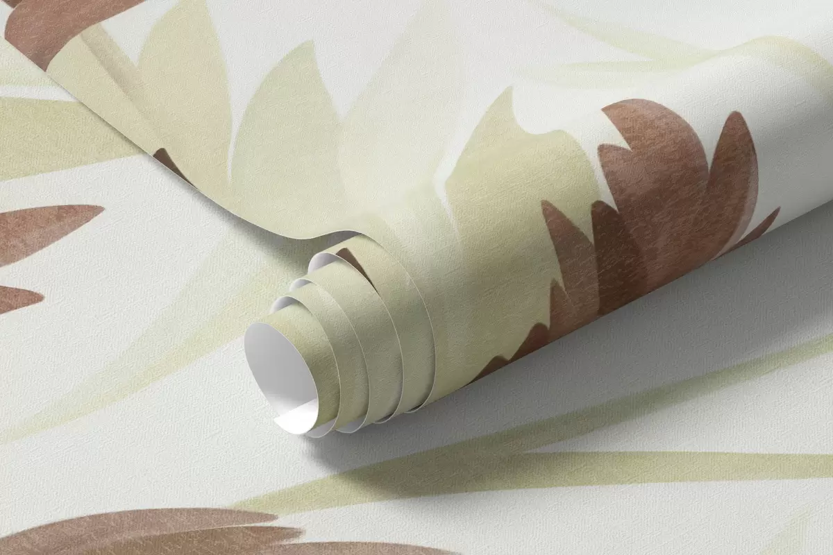 Fototapetai Aukštos laukinės žolės ir laukiniai žiedai švelnių žalių atspalvių, minimalistinė estetika w10084v1
