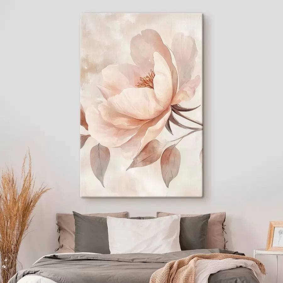 Fototapetai Rožinė-smėlio spalvos akvarelinė gėlė s51098