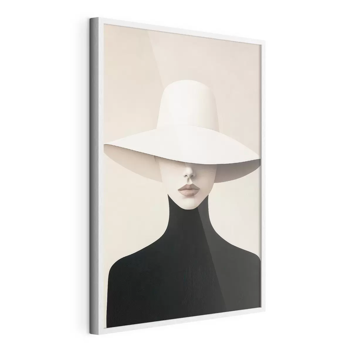 Plakatas Moteris su balta skrybėle f51146
