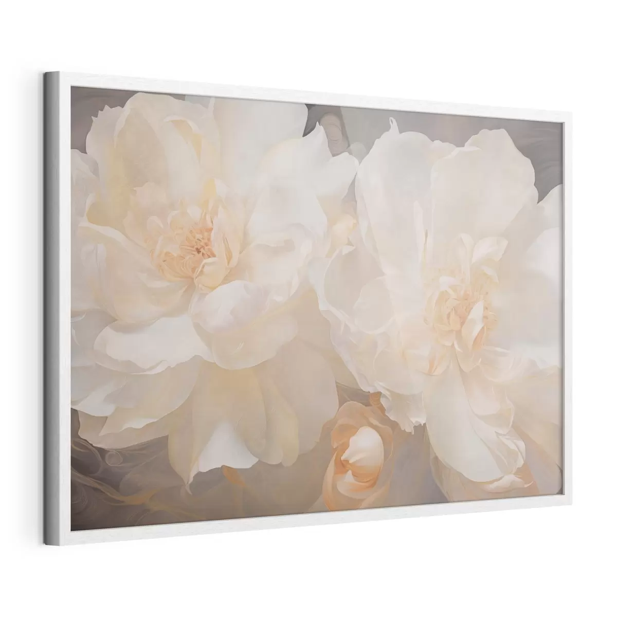 Plakatas Šviesių dvigubų bijūnų artimas vaizdas f51088