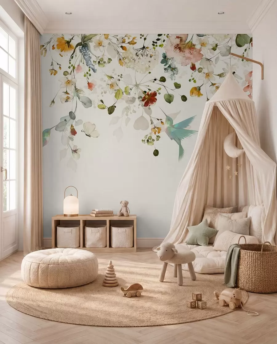 Fototapetai Kolibriai tarp žydinčių šakų u59610