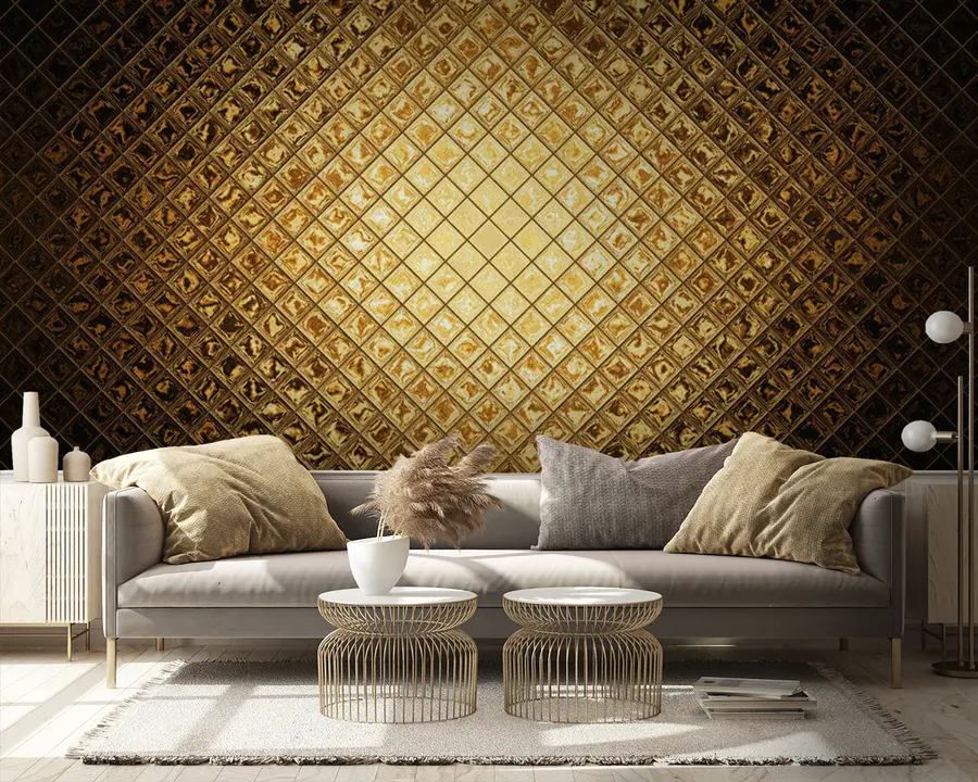 Fototapetai Rudas, gintarinis stačiakampių raštas u23326