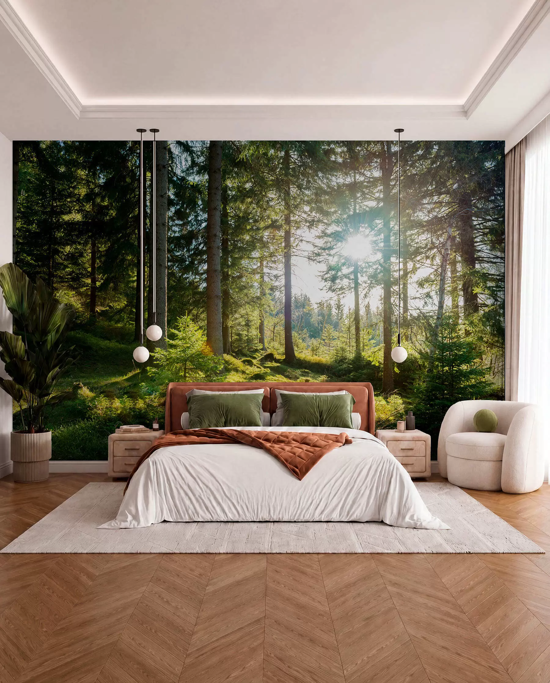 Fototapetai Saulės spinduliai miške u80015