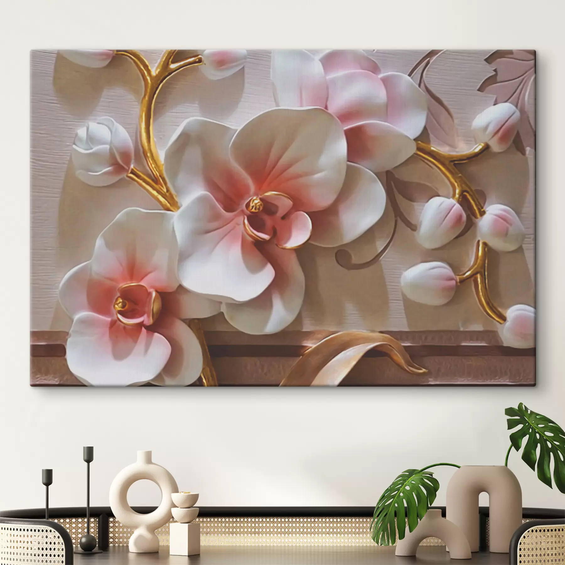 Fototapetai Orchidėjos auksiniais stiebais s03264