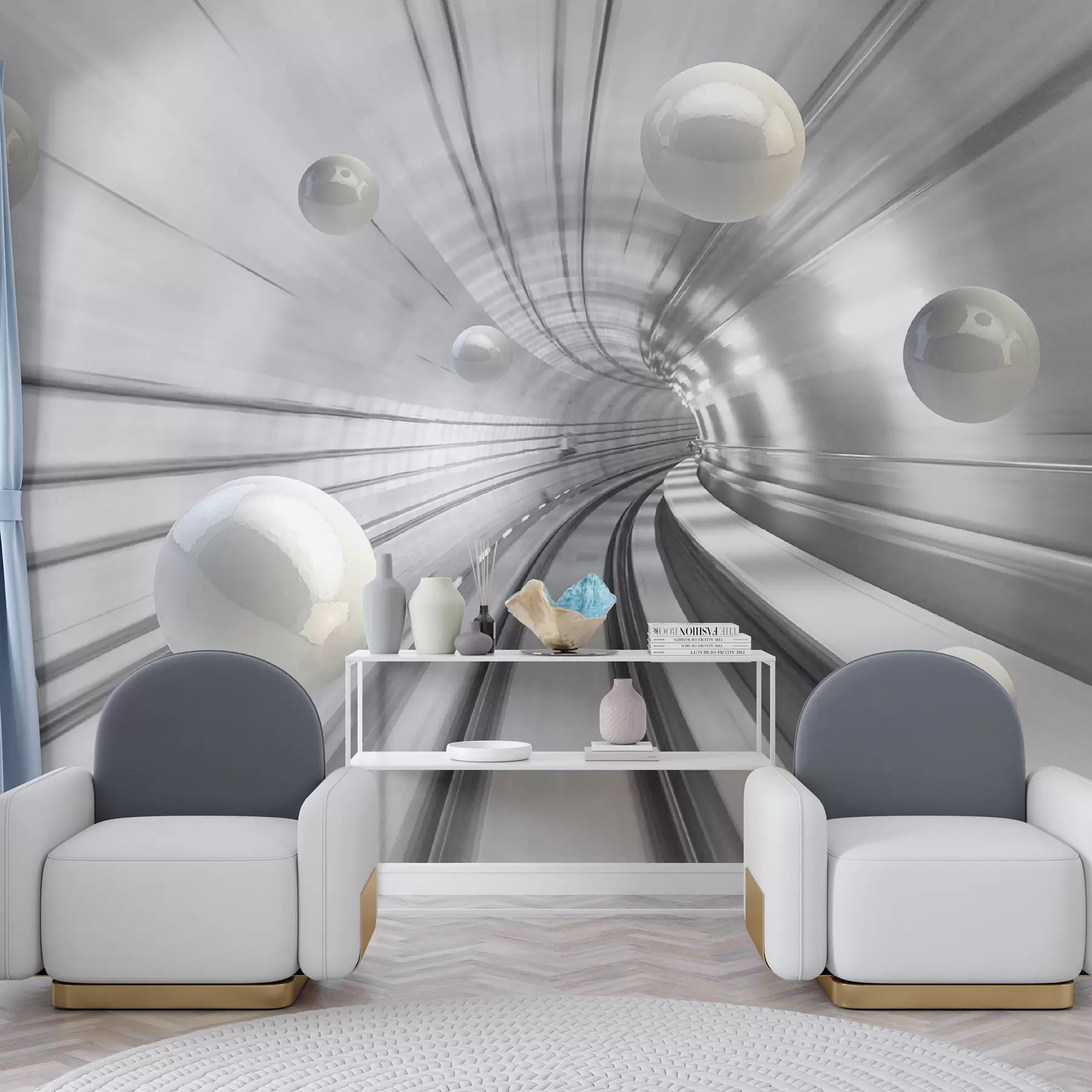 Fototapetai Tunelis su blizgiomis sferomis u17532