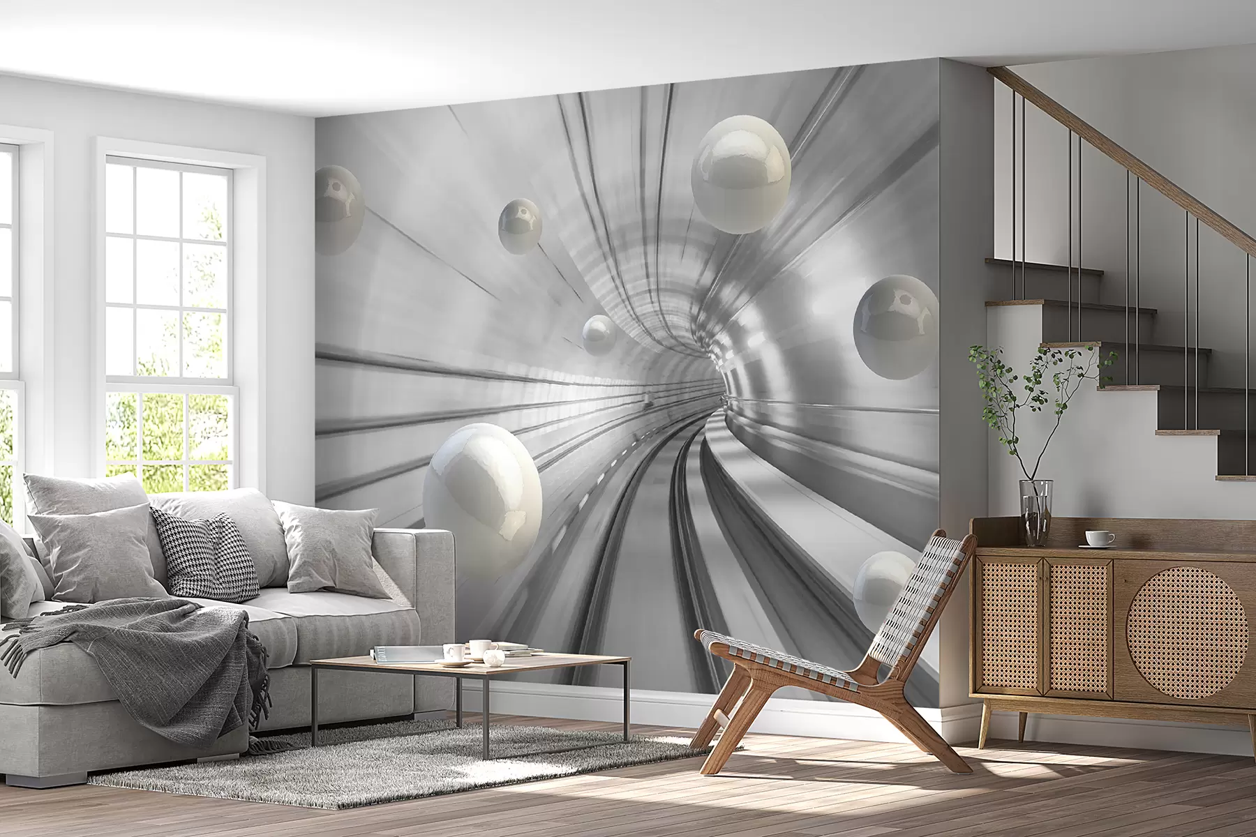 Fototapetai Tunelis su blizgiomis sferomis u17532