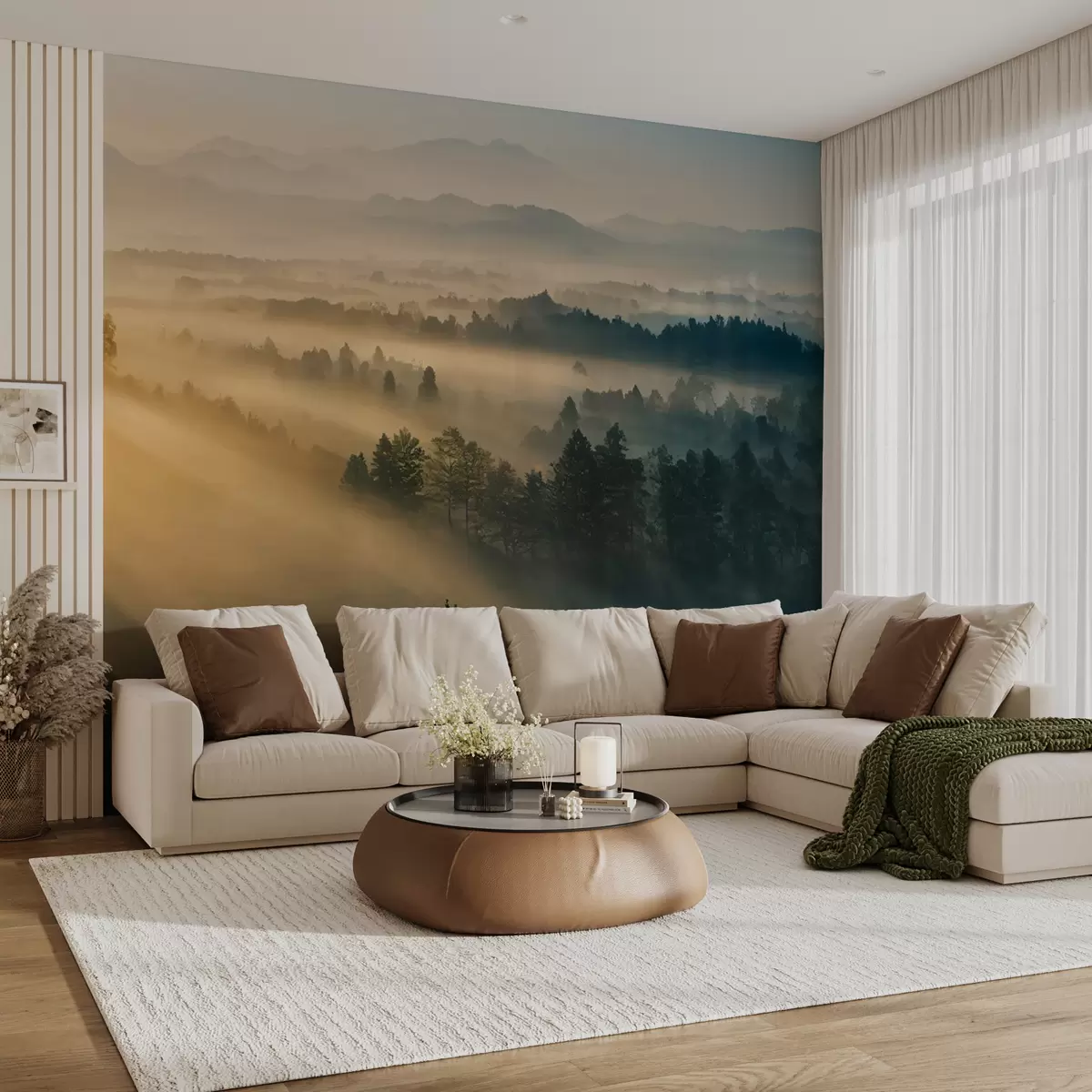 Fototapetai Saulės spinduliai ir miglotas miškas u73864