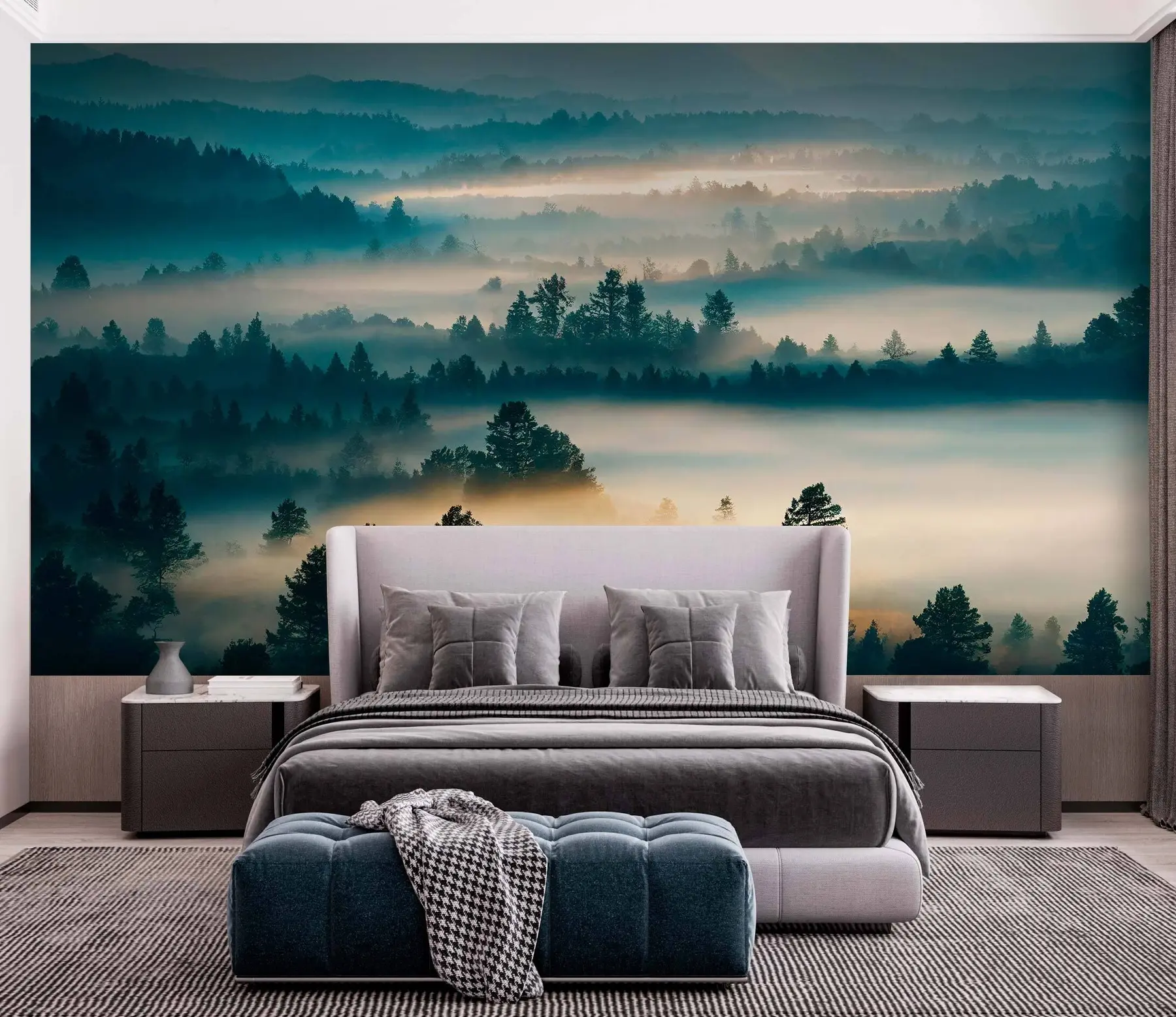 Fototapetai Miglos sienos miške u73865