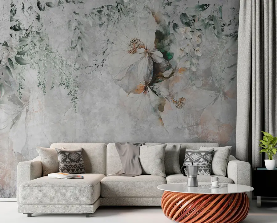 Fototapetai Gėlė ant betono grunge fone u73969