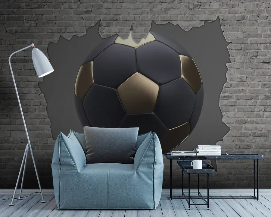 Fototapetai Futbolo kamuolys plytų sienos fone u94058