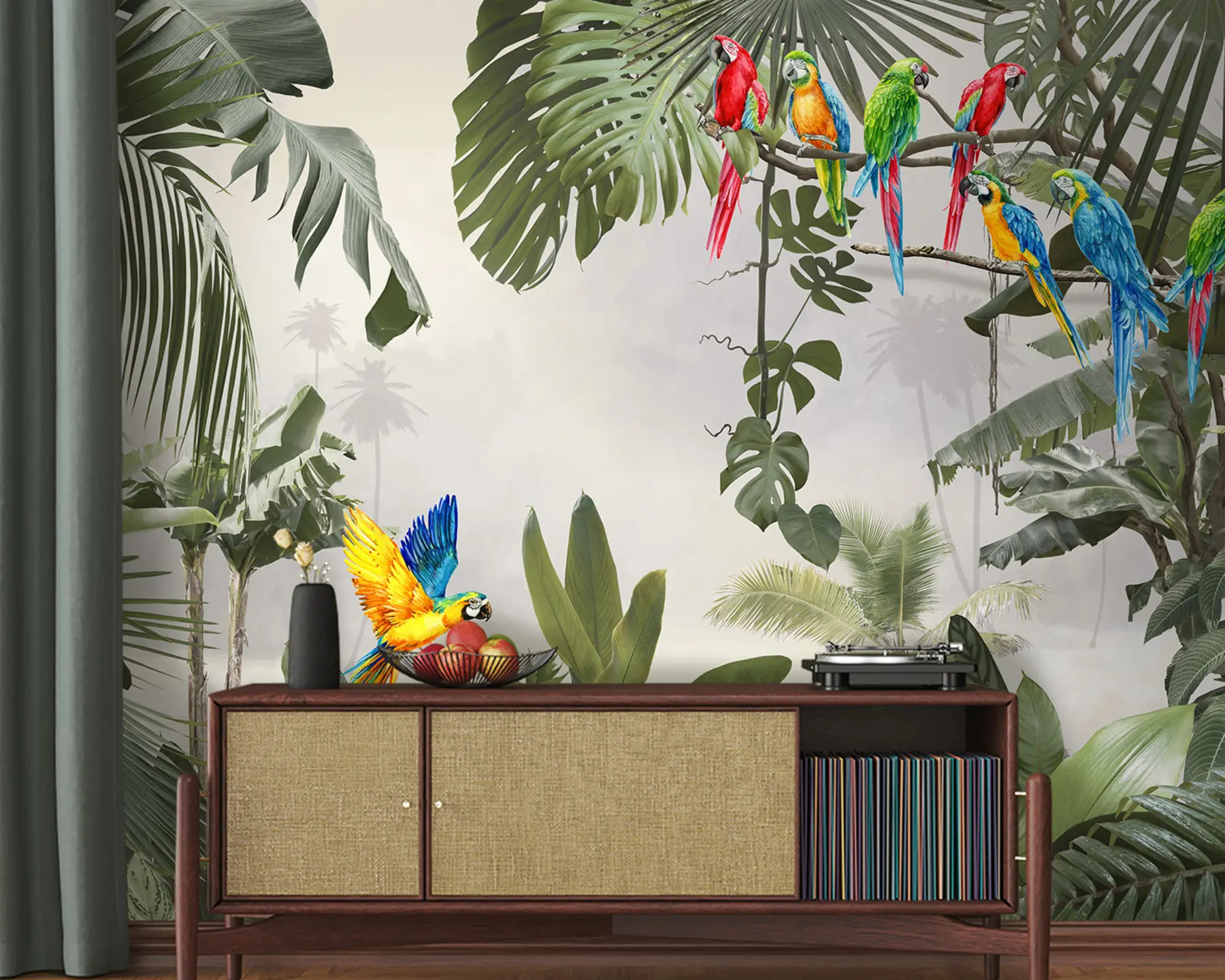 Fototapetai Papūgos ant šakų atogrąžų miške u94072