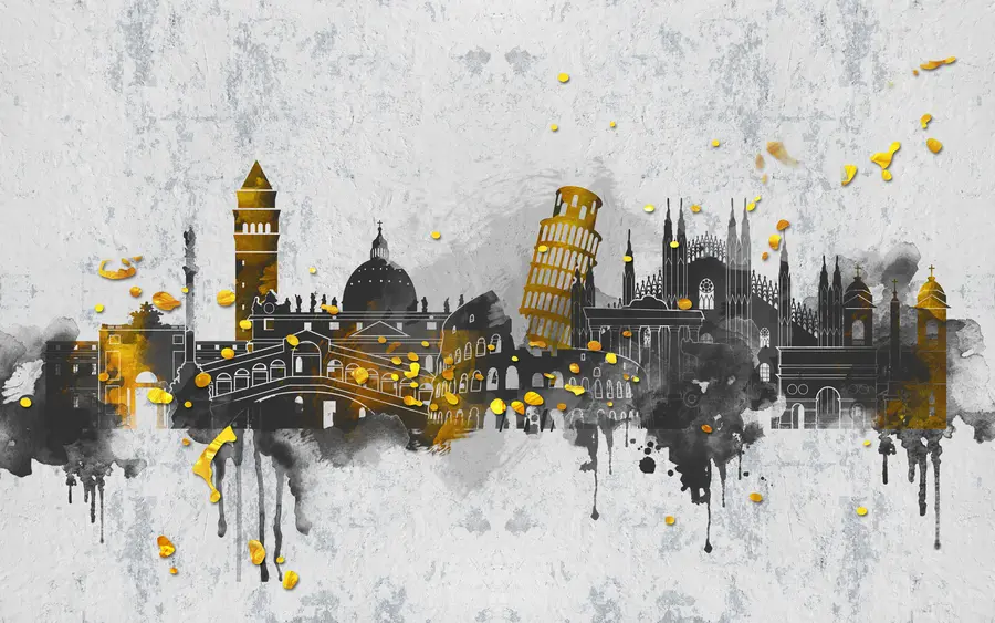 Fototapetai Tamsūs garsių miestų lankytinų vietų siluetai u74881