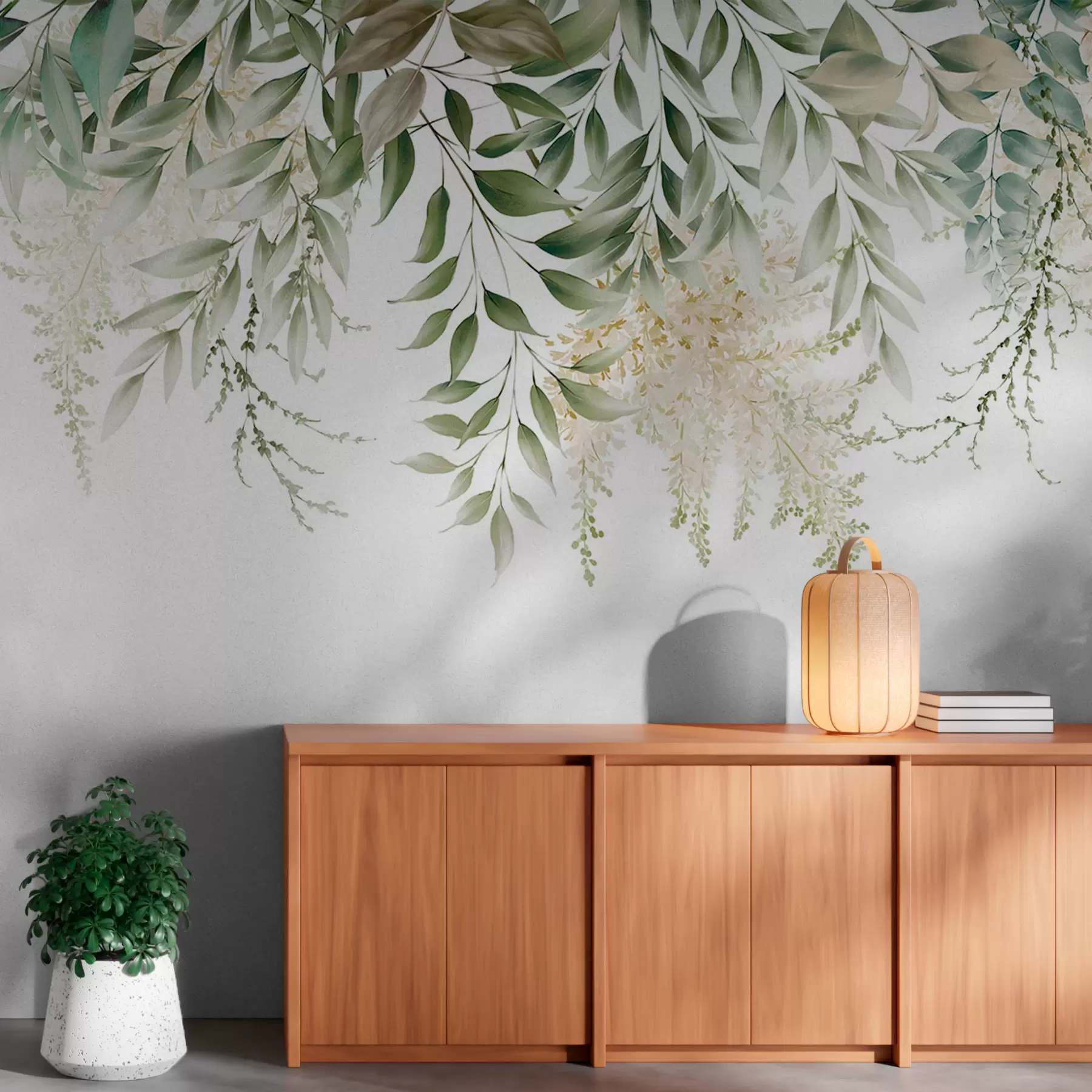 Fototapetai Gėlių rėmelis su akvareliniais žalumynais u94197