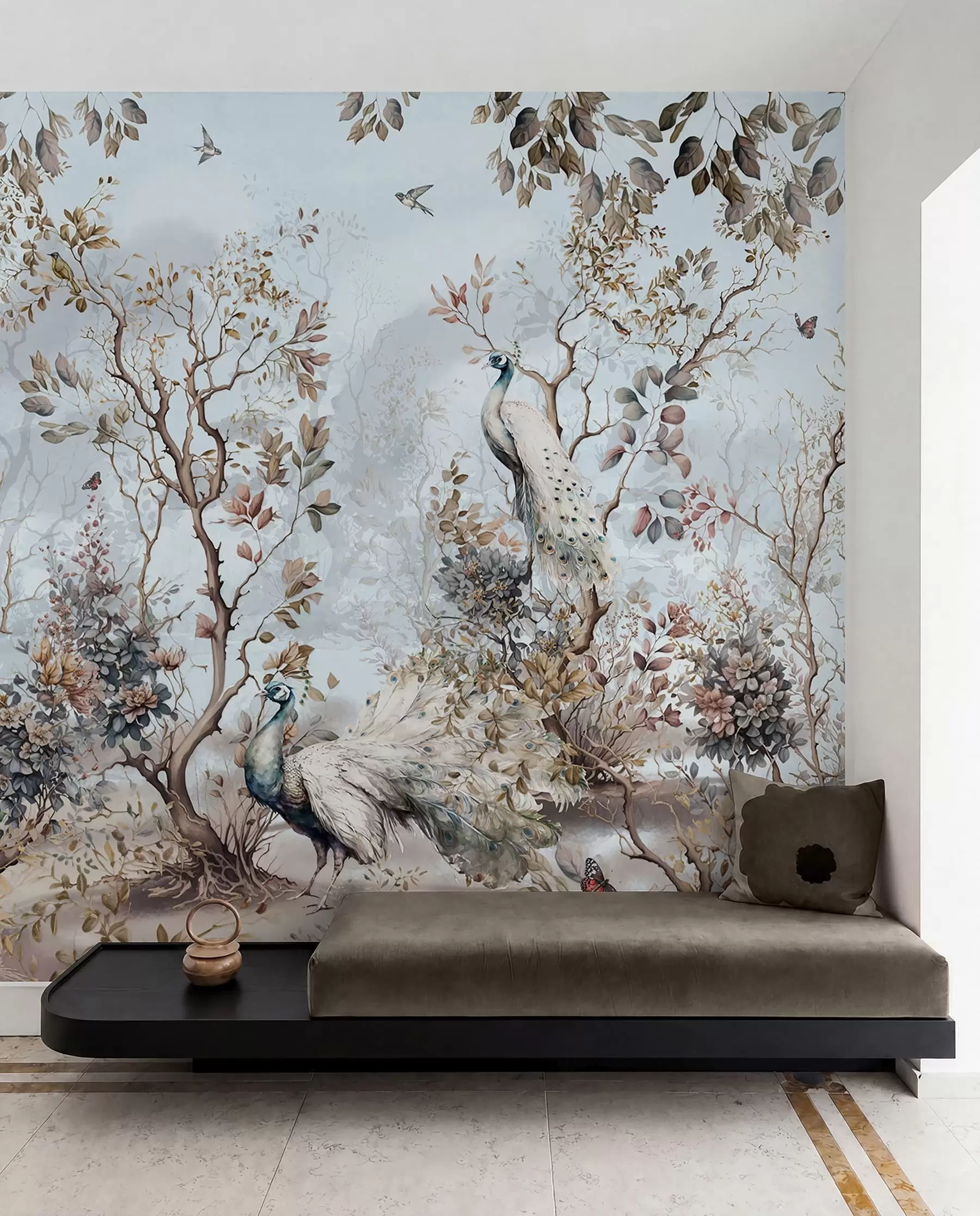 Fototapetai Chinoiserie Kinų stiliaus augalai ir povai u94849