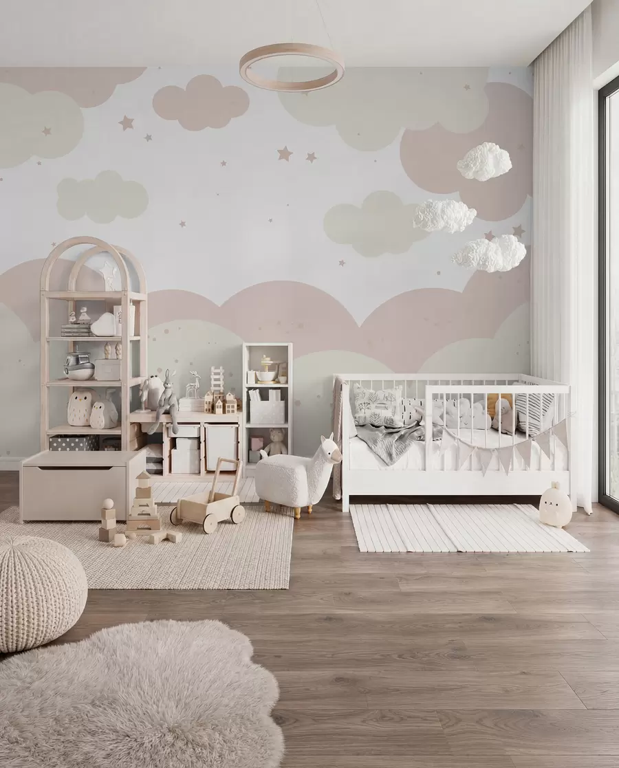Fototapetai Pastelinių spalvų debesys ir žvaigždės u95398