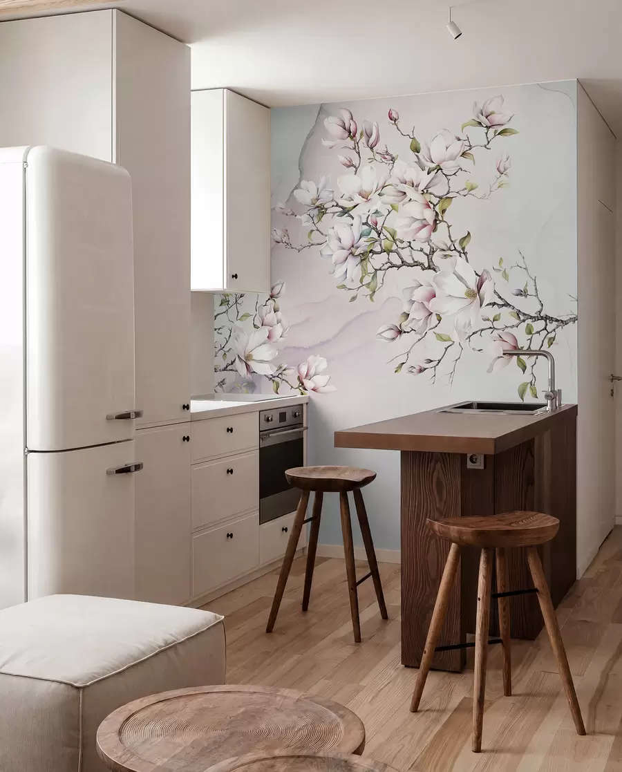 Fototapetai Žydinčios magnolijos marmuriniame fone u96114