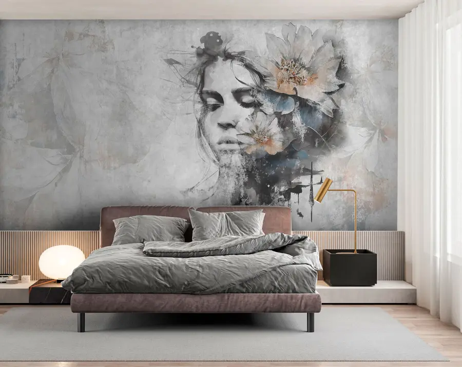 Fototapetai Mergaitės veido siluetas ant betoninės sienos u96118