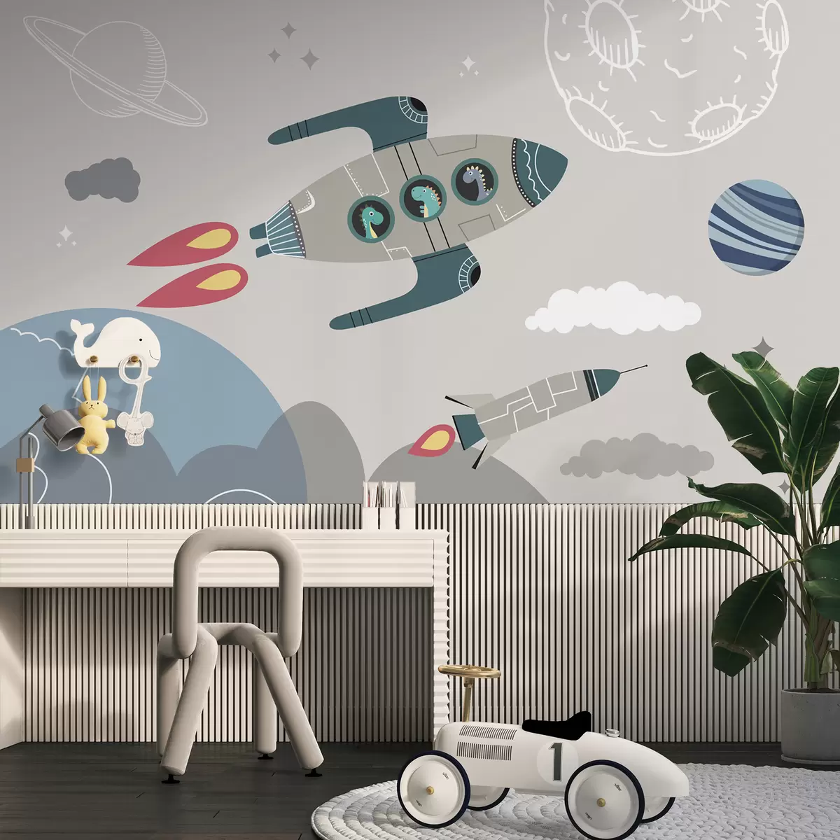 Fototapetai Astronautai dinozaurai kosmose u96334