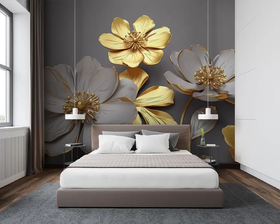 Fototapetai Didelės gėlės pilkame fone u96957