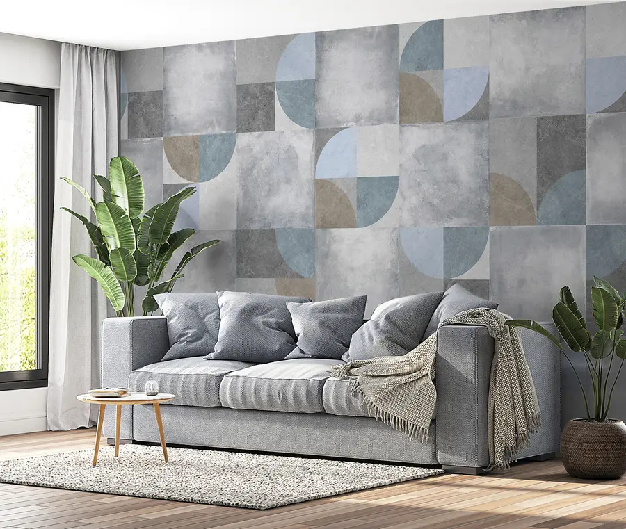 Fototapetai Abstraktus geometrinis modelis su cemento tekstūros fonu u97268