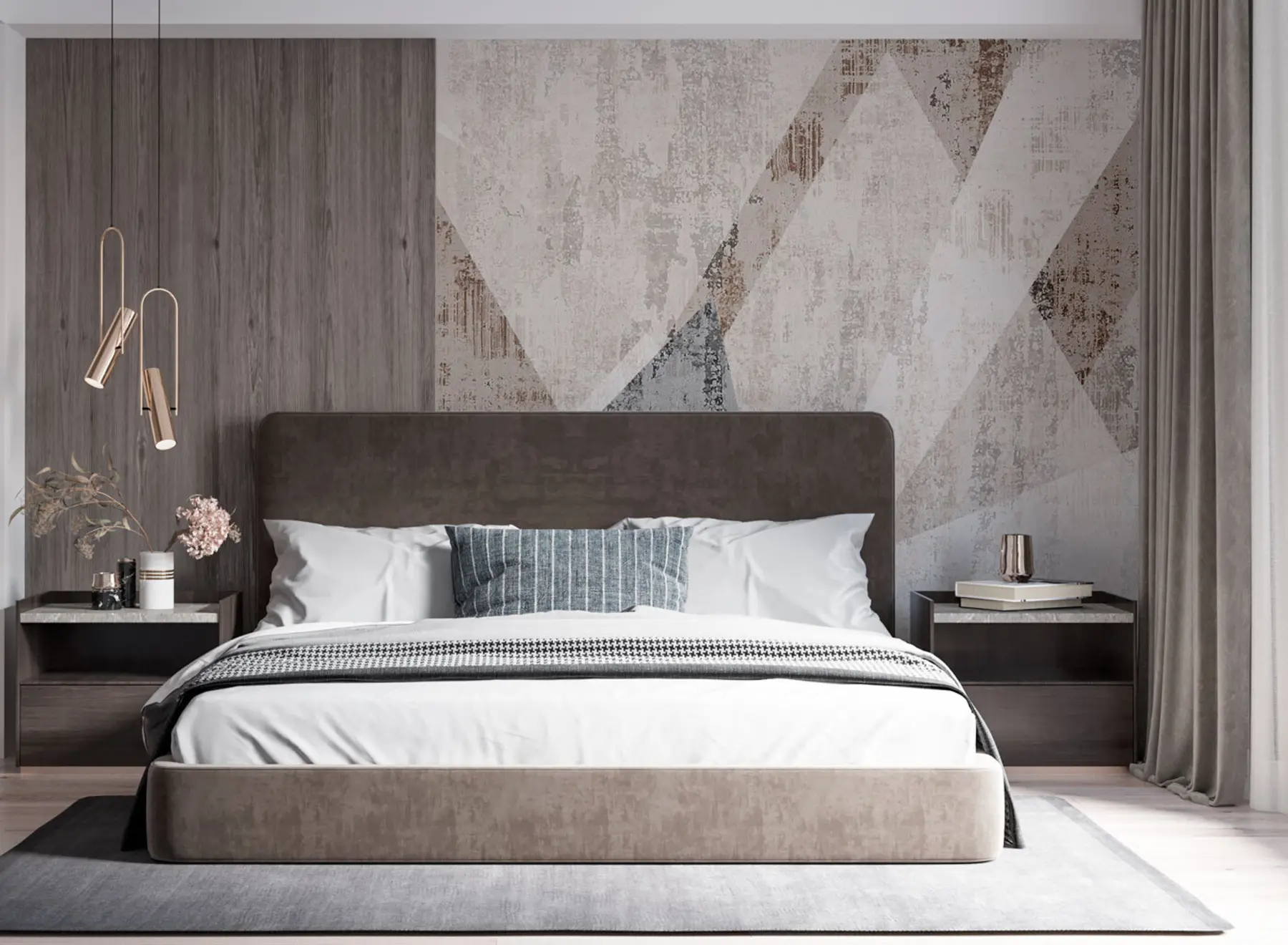 Fototapetai Šiuolaikinės geometrinės trikampių formos grunge stiliaus palėpėje u97203