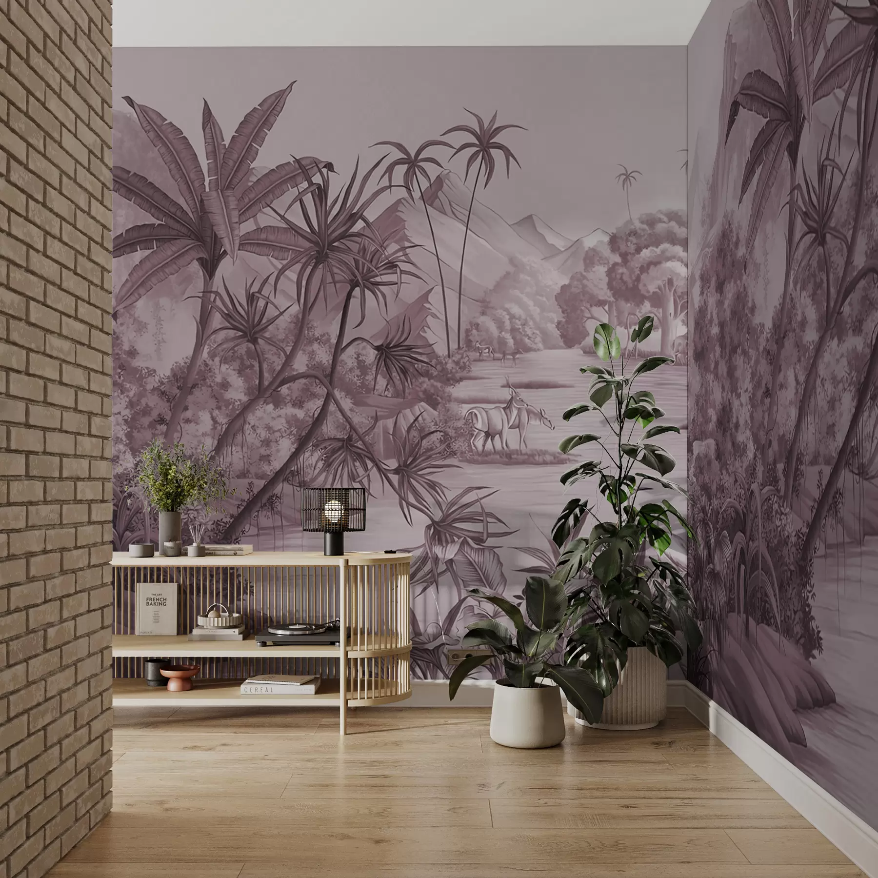 Fototapetai Juodai balti violetinės spalvos tropikai u59040v3