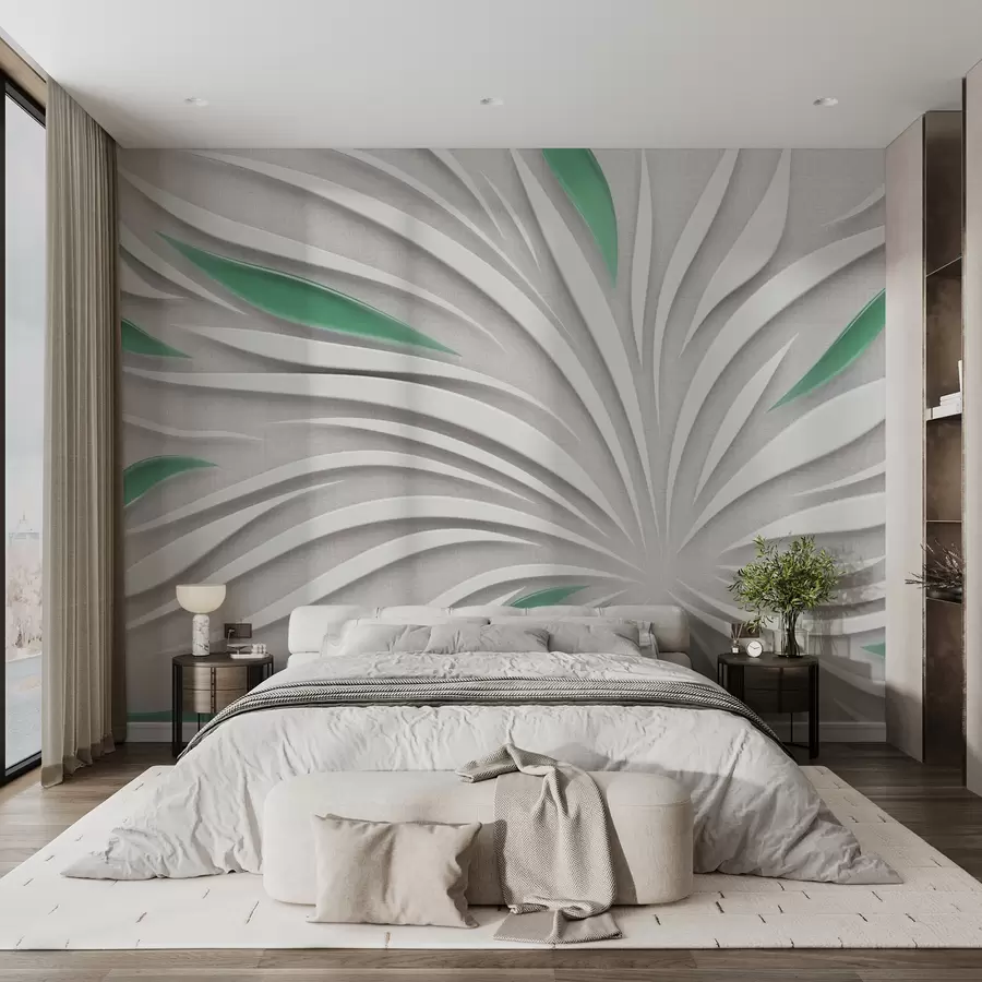 Fototapetai Abstrakti gėlė ant žalios spalvos audinio u06452v2