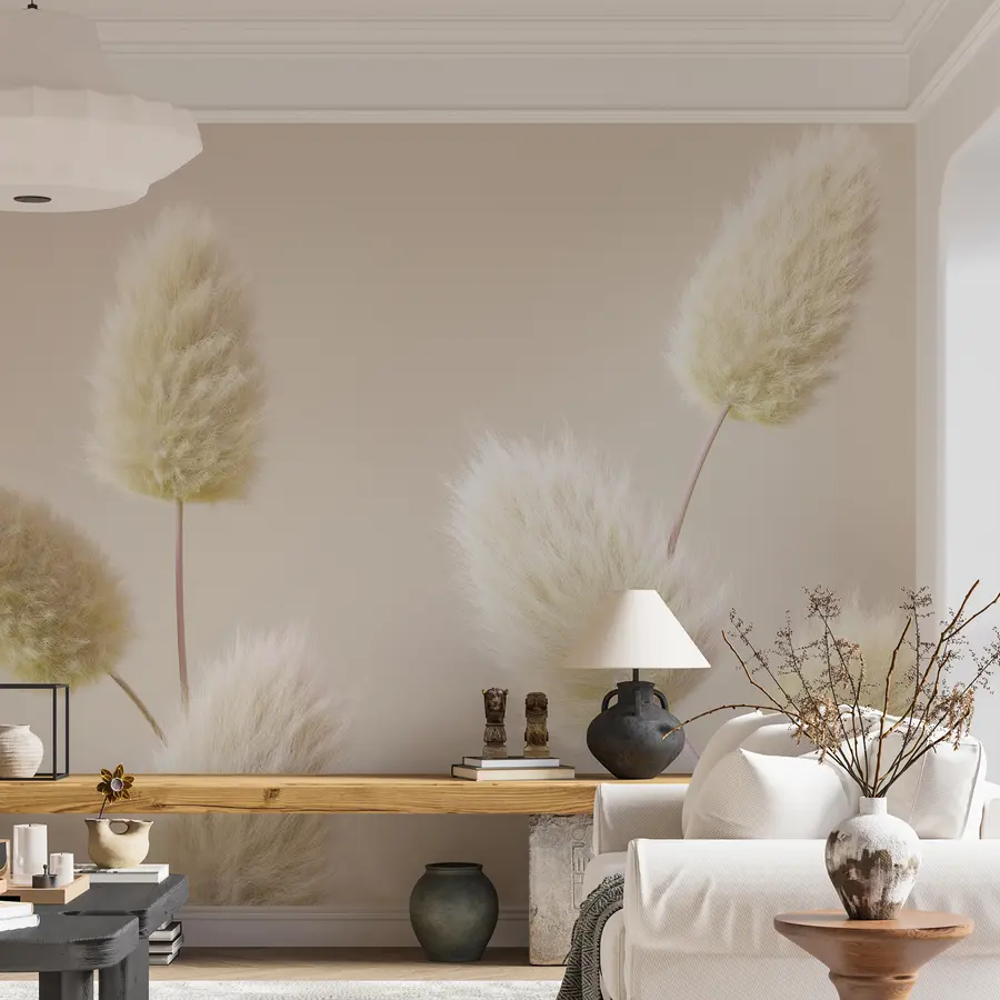 Fototapetai Madingos smėlio spalvos džiovintos gėlės boho stiliumi u98432v1