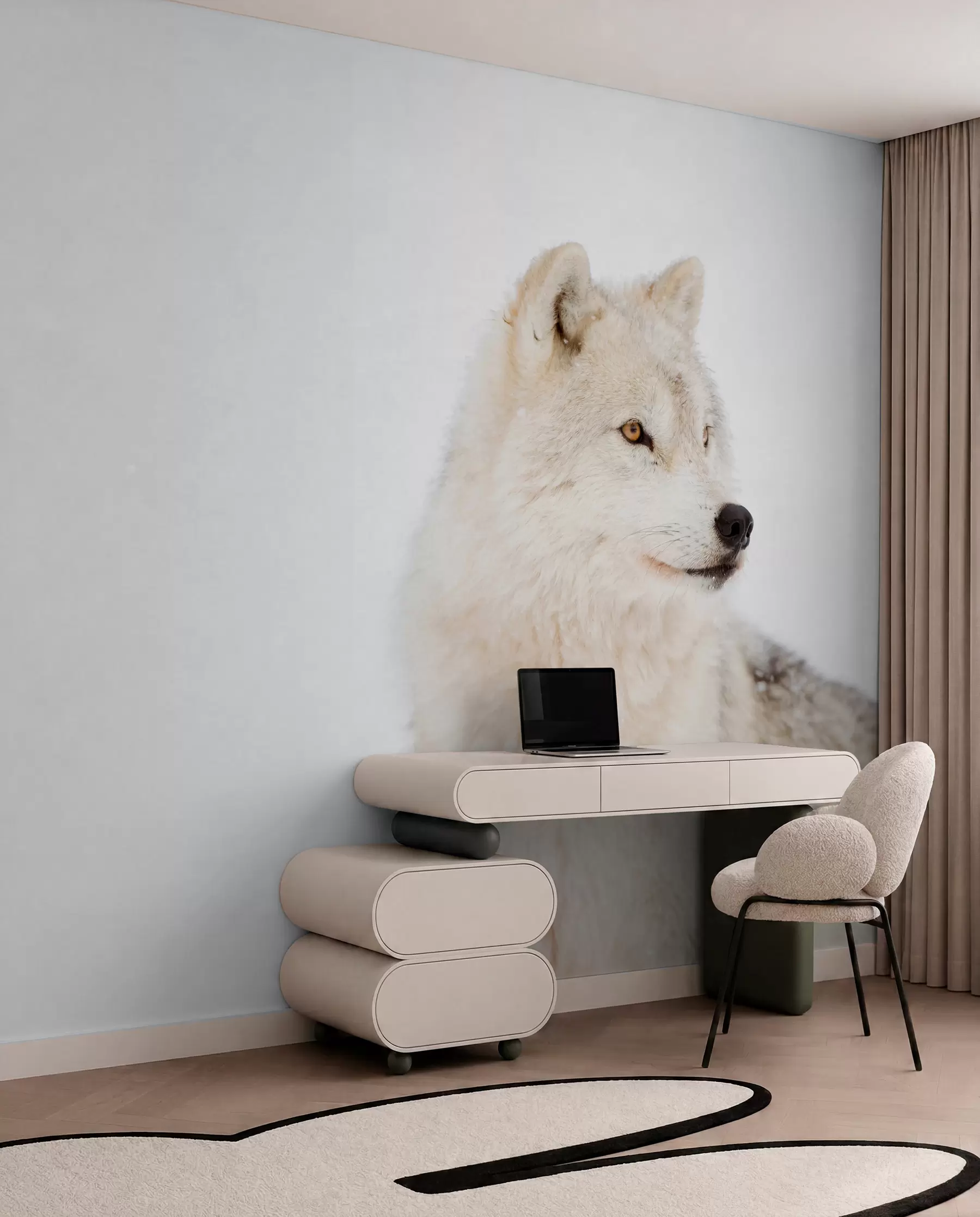 Fototapetai Arktinis vilkas baltame fone u98189