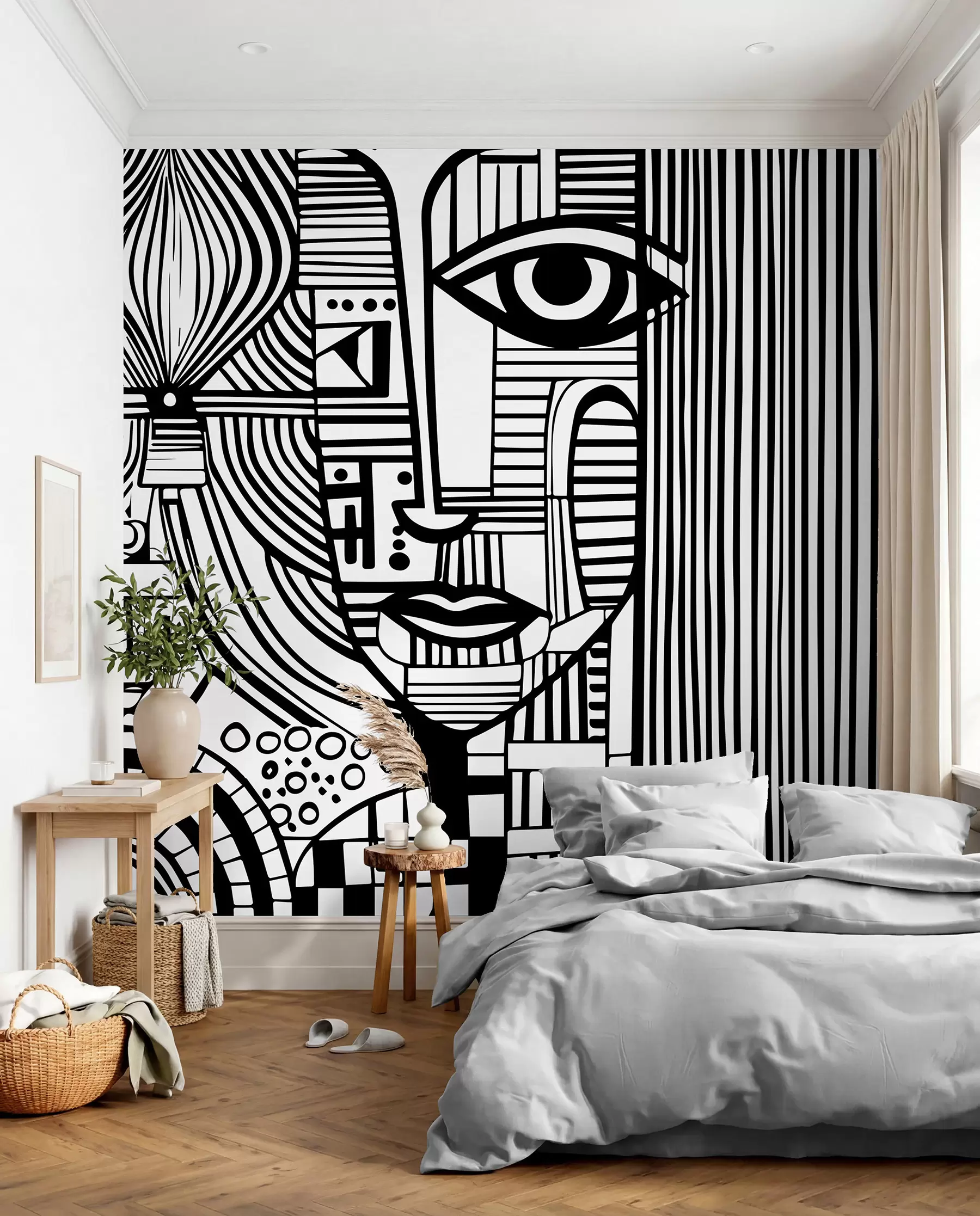 Fototapetai Abstraktus juodai baltas veidas u98714