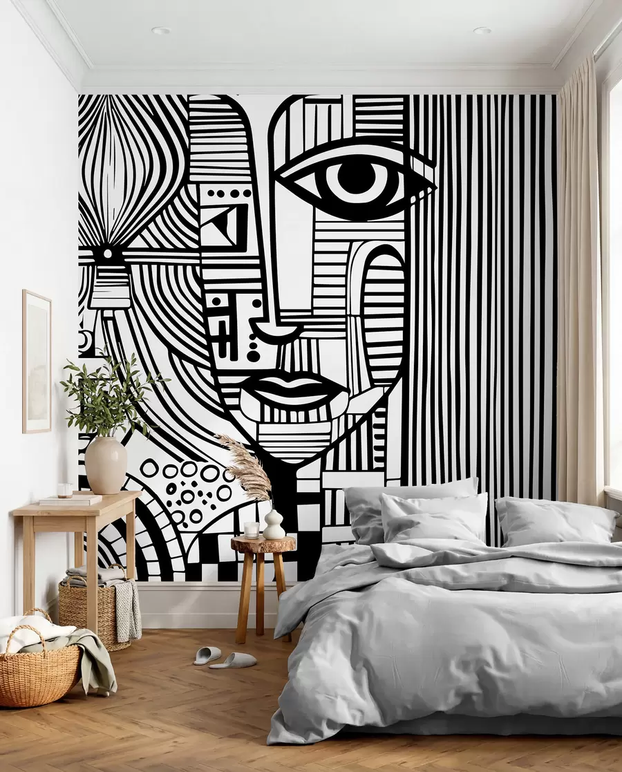 Fototapetai Abstraktus juodai baltas veidas u98714