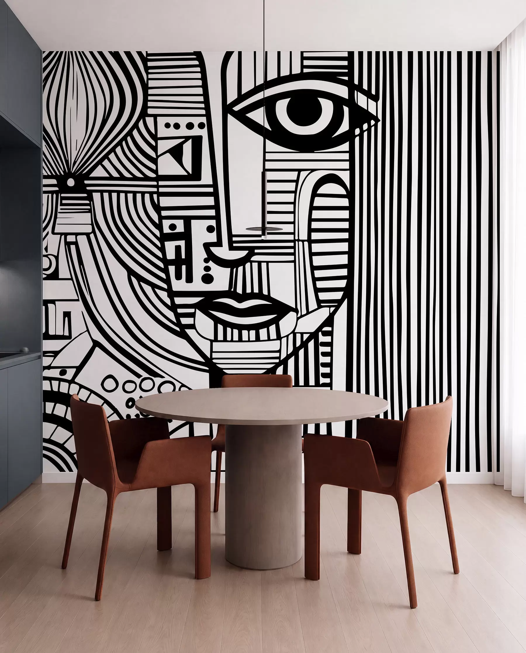Fototapetai Abstraktus juodai baltas veidas u98714