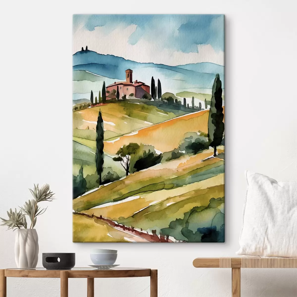 Paveikslėlis Ramus kaimas su banguotais kalnais s36683