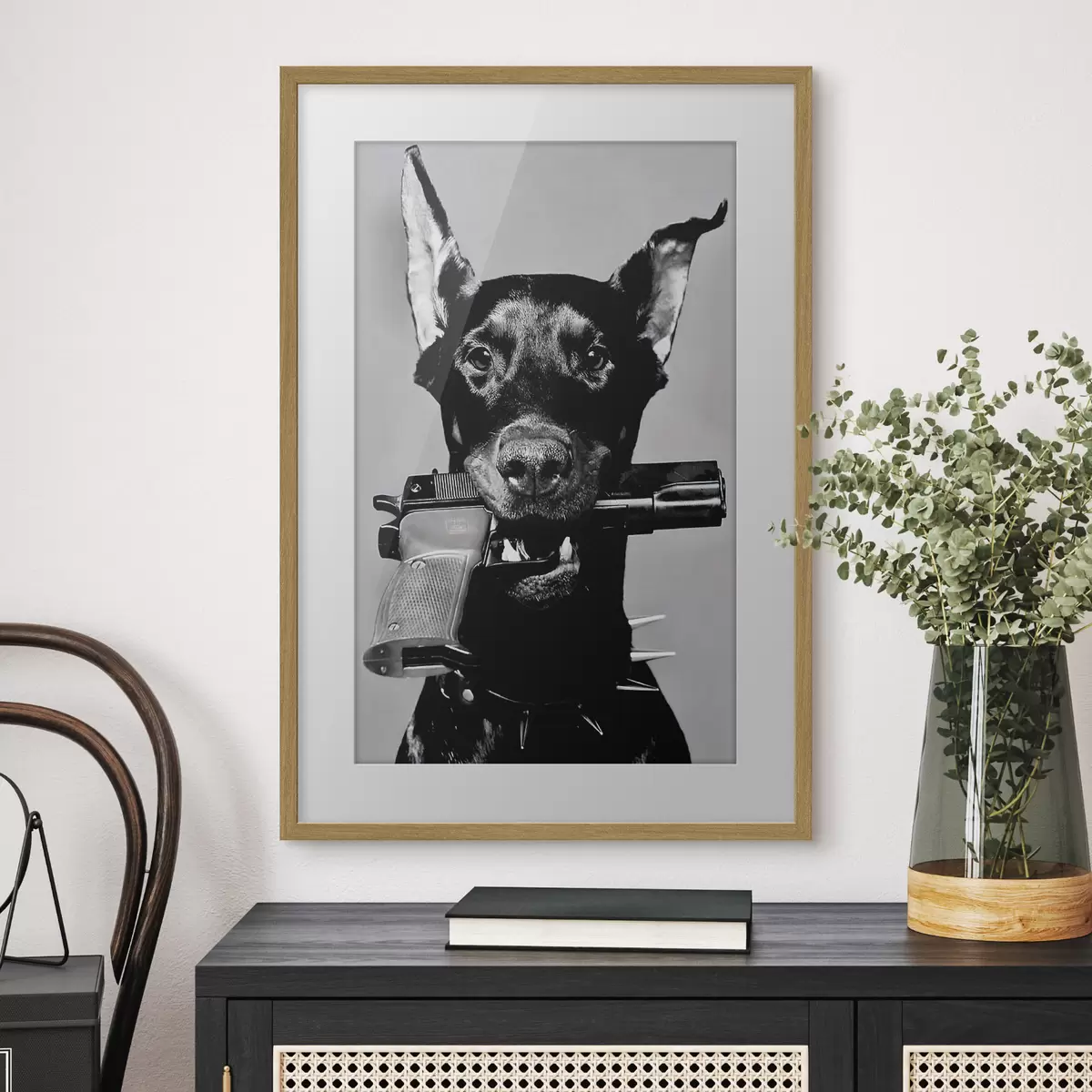 Plakatas Dobermanas juodai baltai f36177