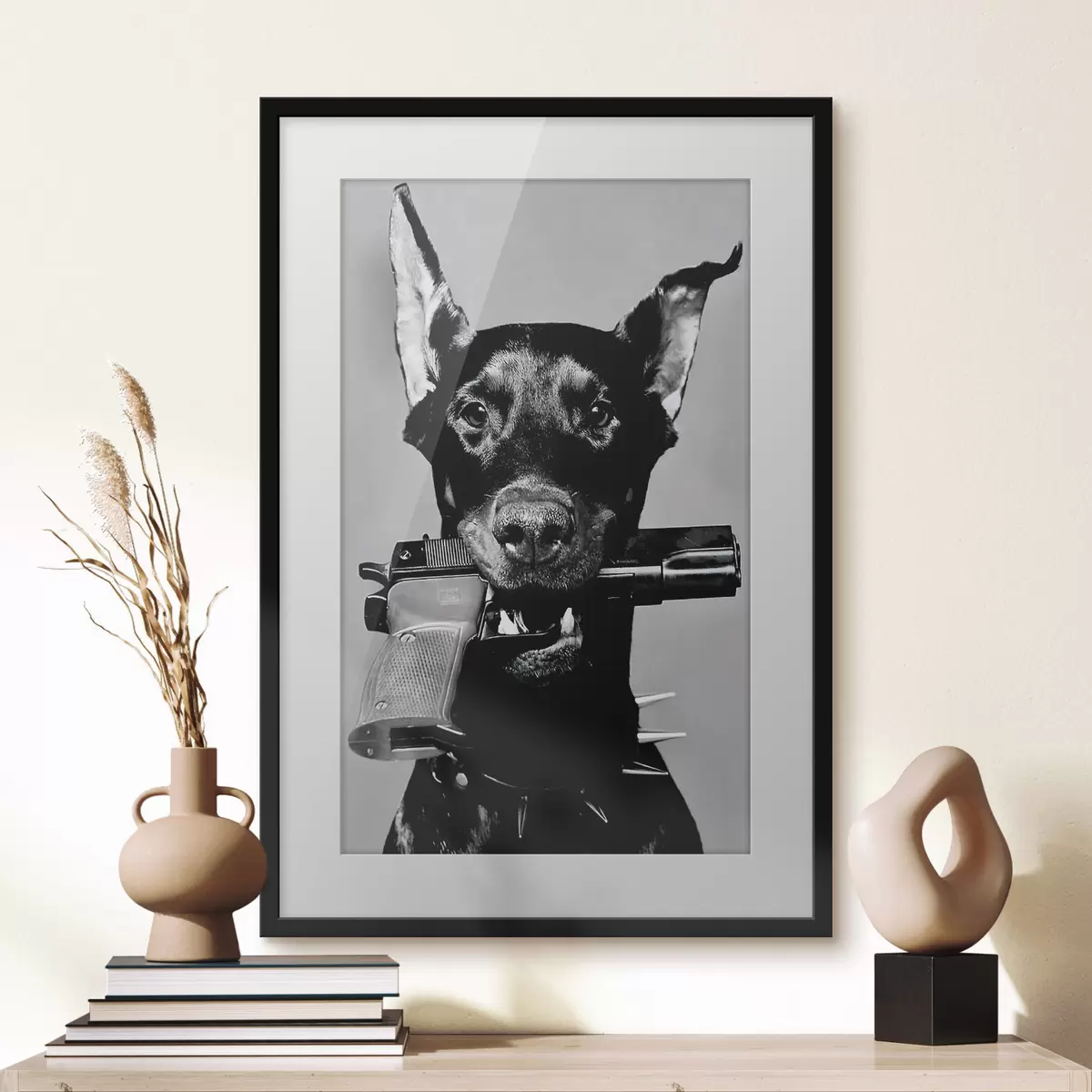 Plakatas Dobermanas juodai baltai f36177