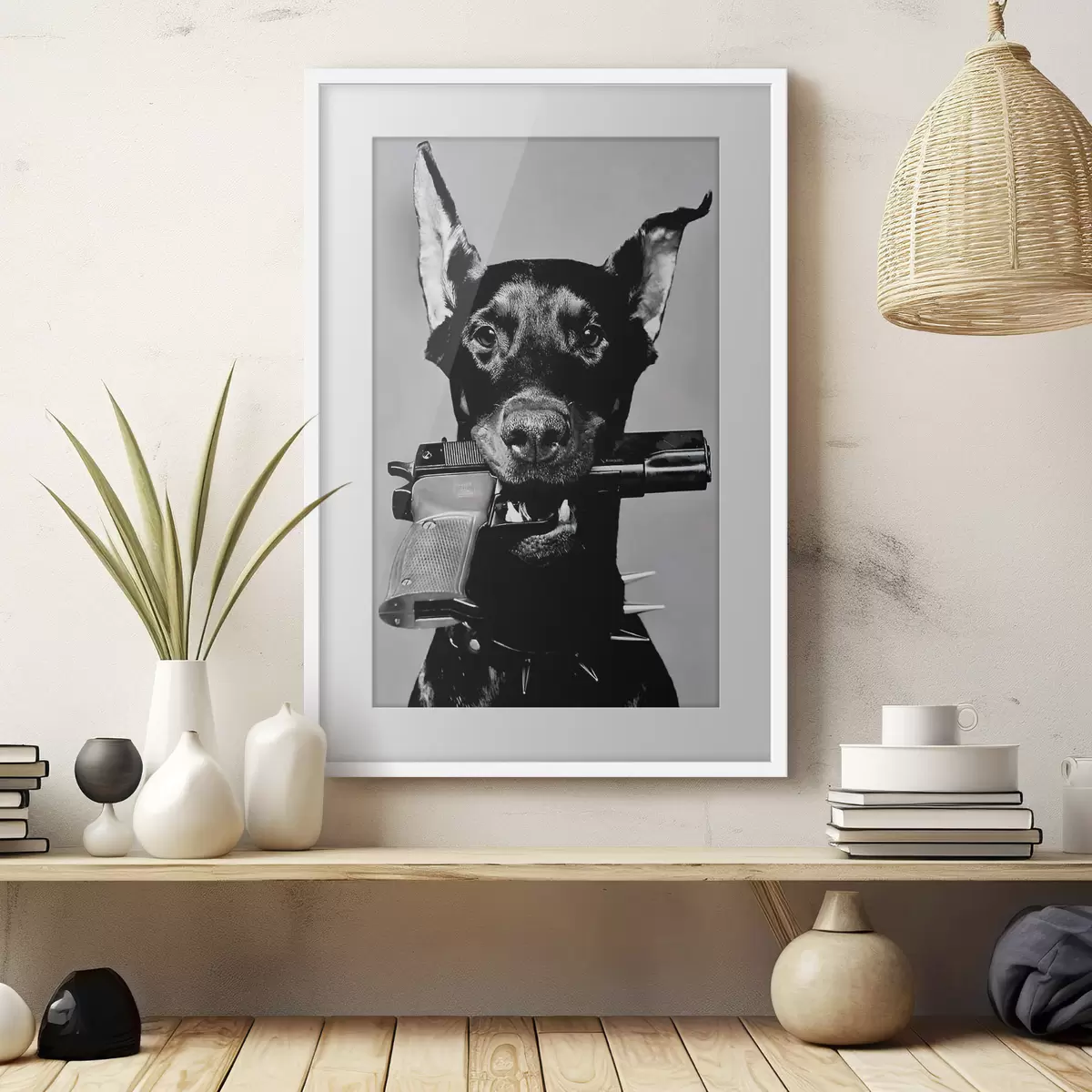 Plakatas Dobermanas juodai baltai f36177
