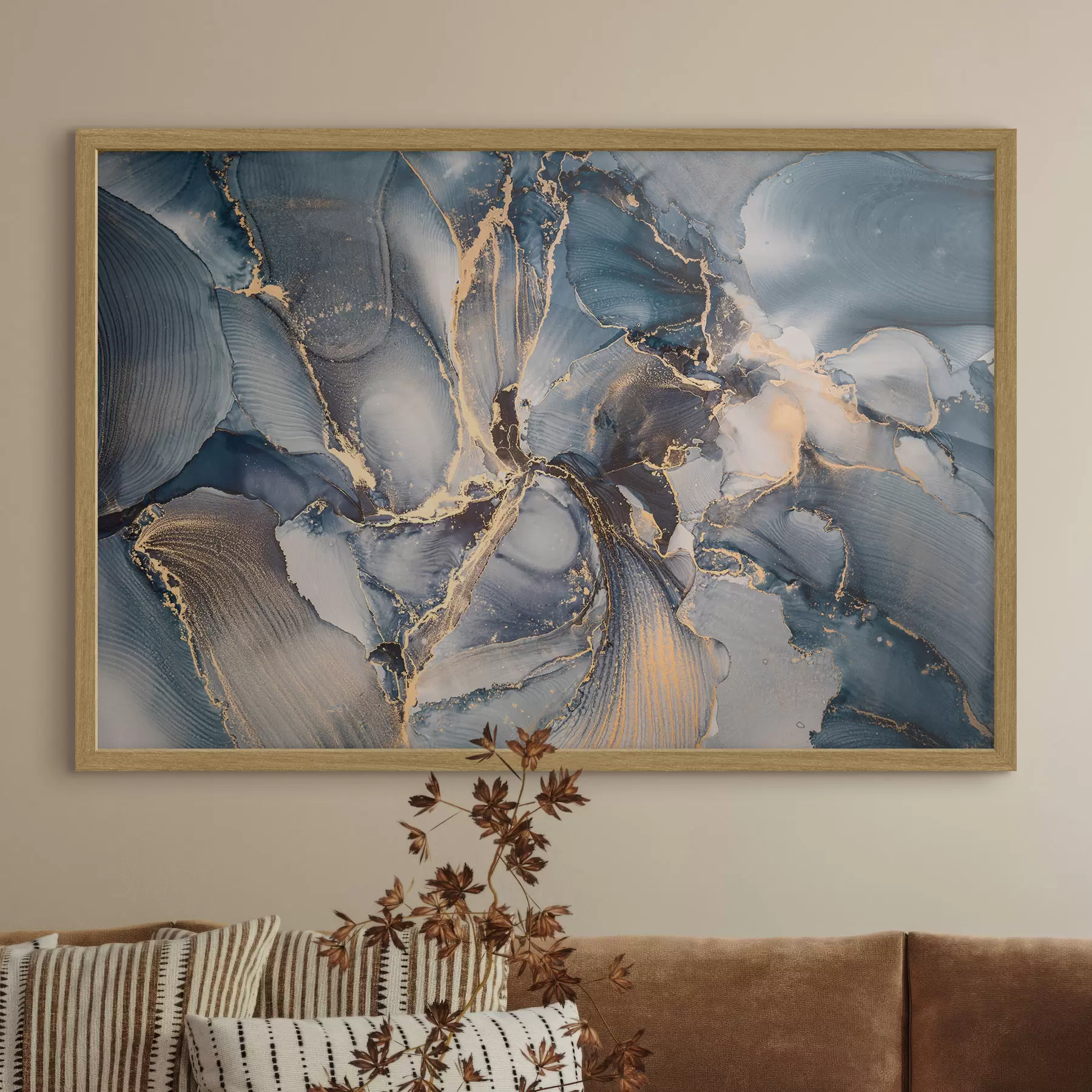 Fototapetai Elegantiški mėlynos ir smėlio spalvos sūkuriai f36042