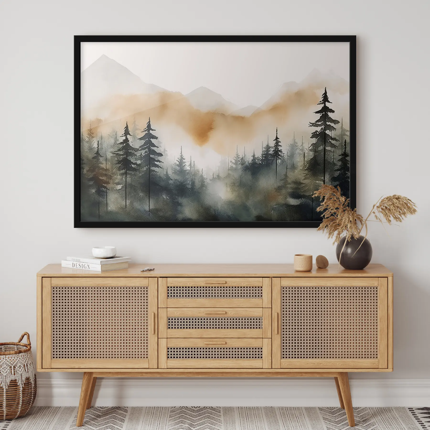 Fototapetai Miglotas kalnų miškas saulėtekio metu f36008