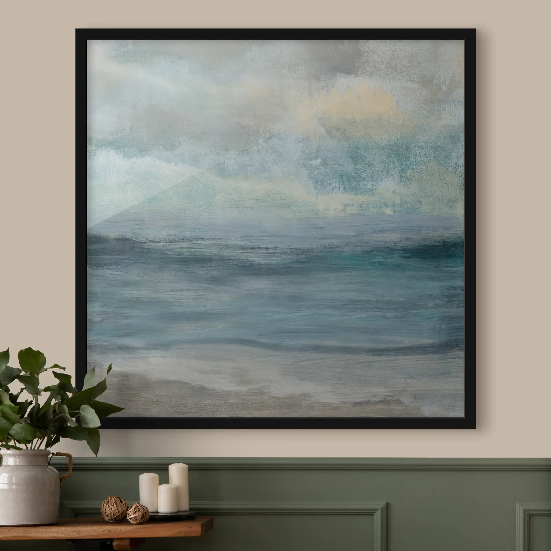 Fototapetai Ramios bangos po debesuotu dangumi f35720