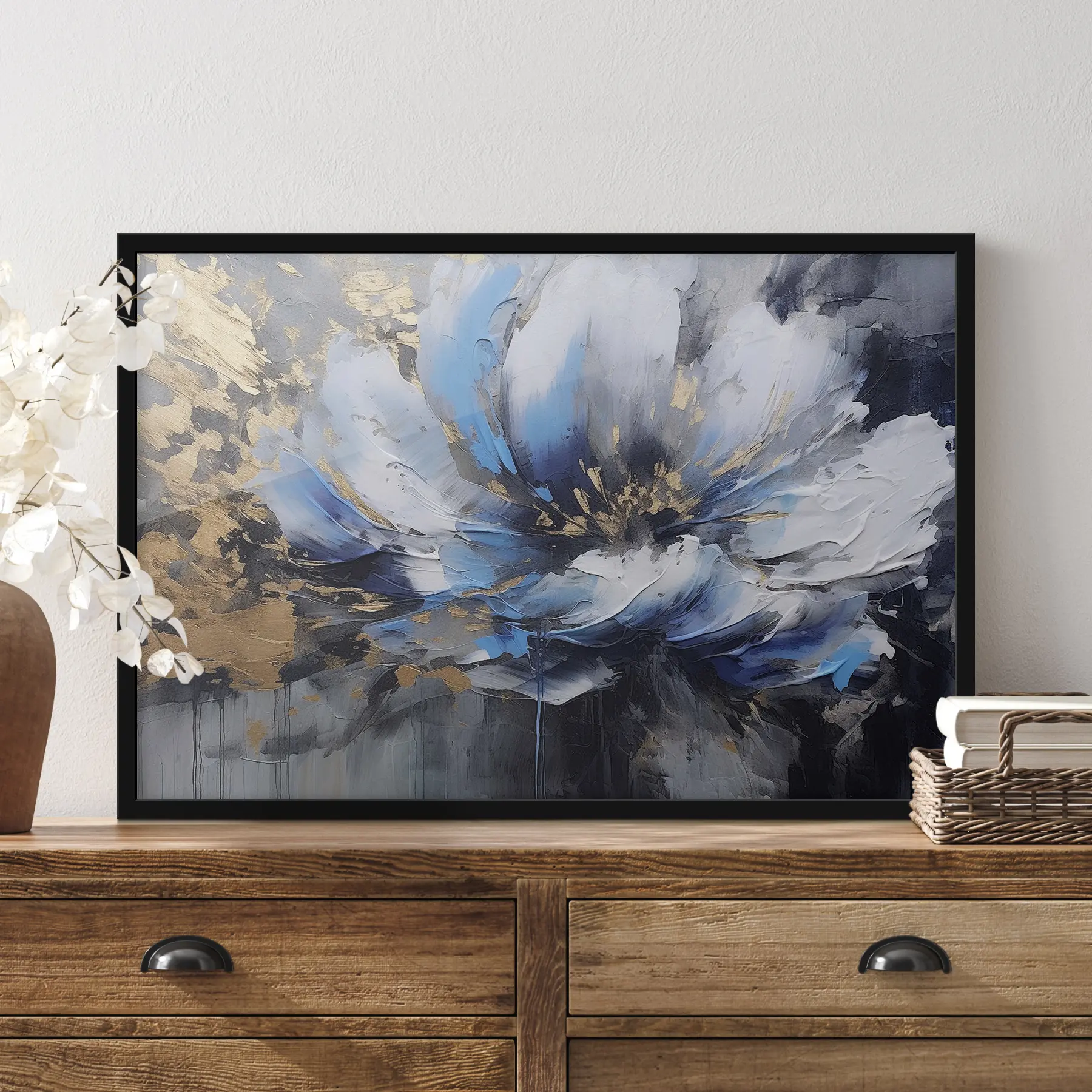 Fototapetai Nuostabus gėlių abstraktas mėlynų atspalvių f35384