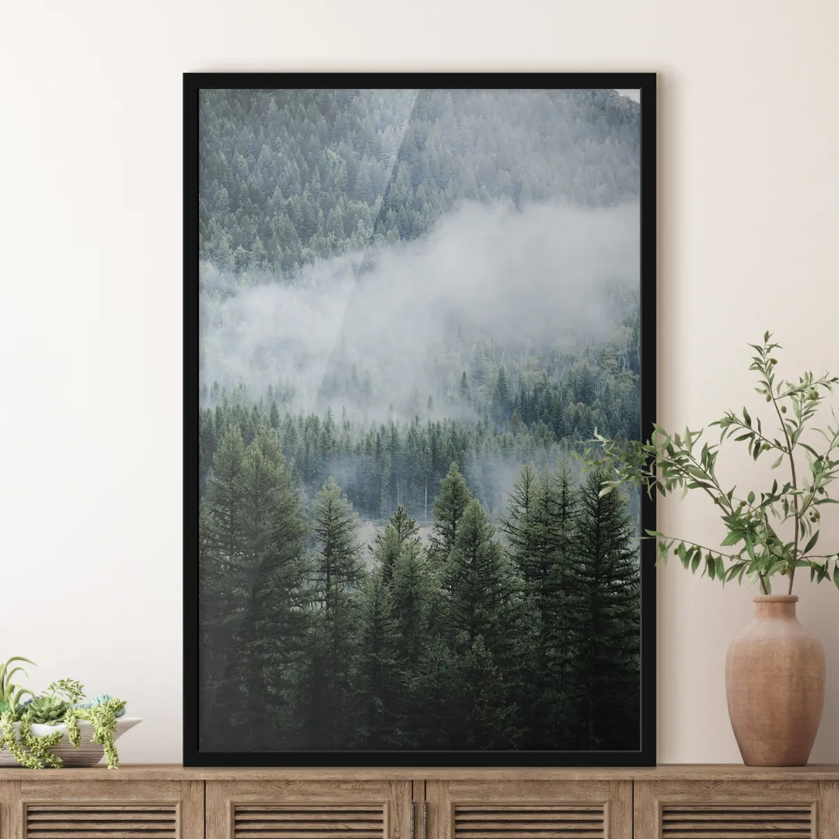 Plakatas Miglotas miškas po giedru dangumi f34825